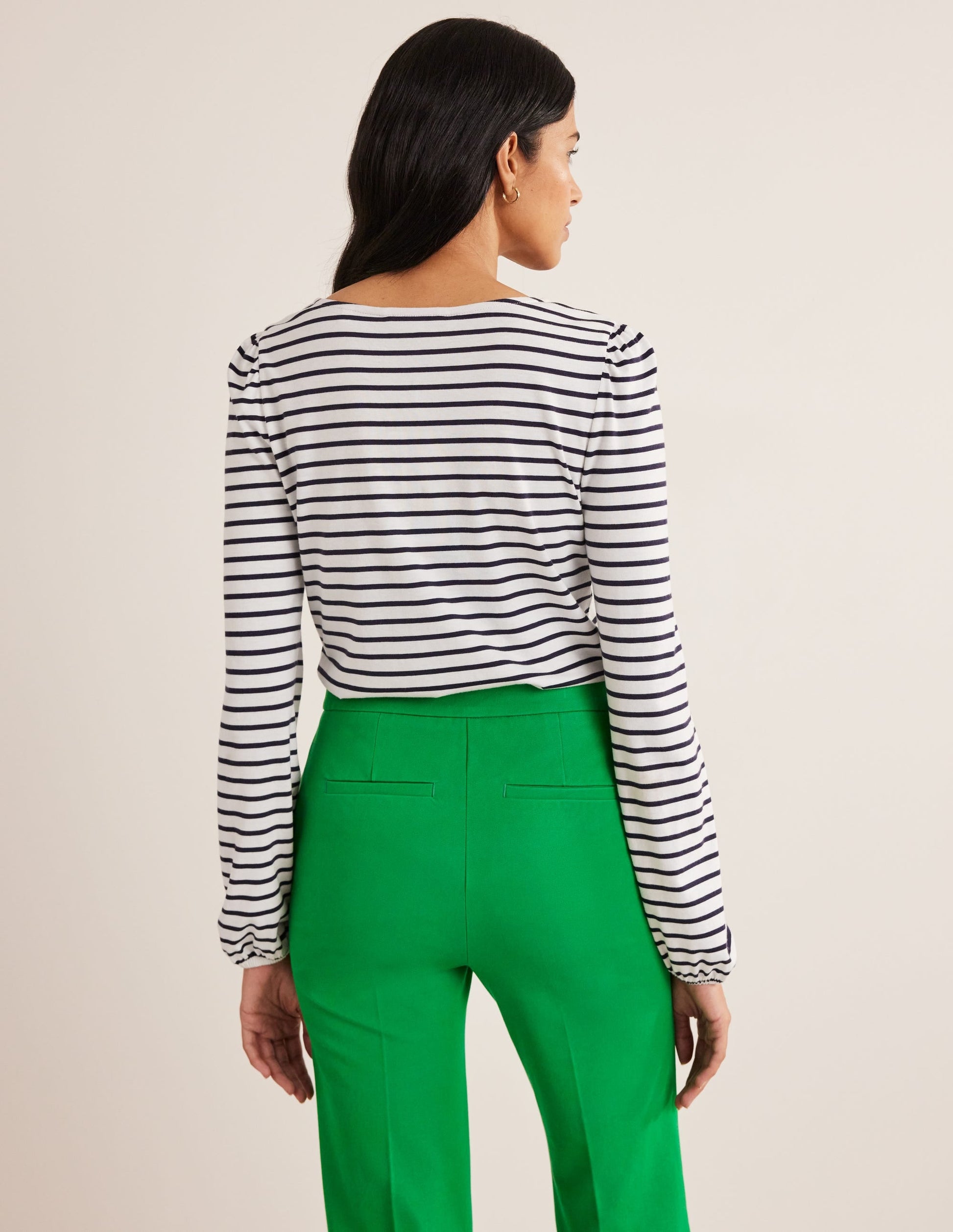 Supersoft Long Sleeve Top-Ivory, Navy-3