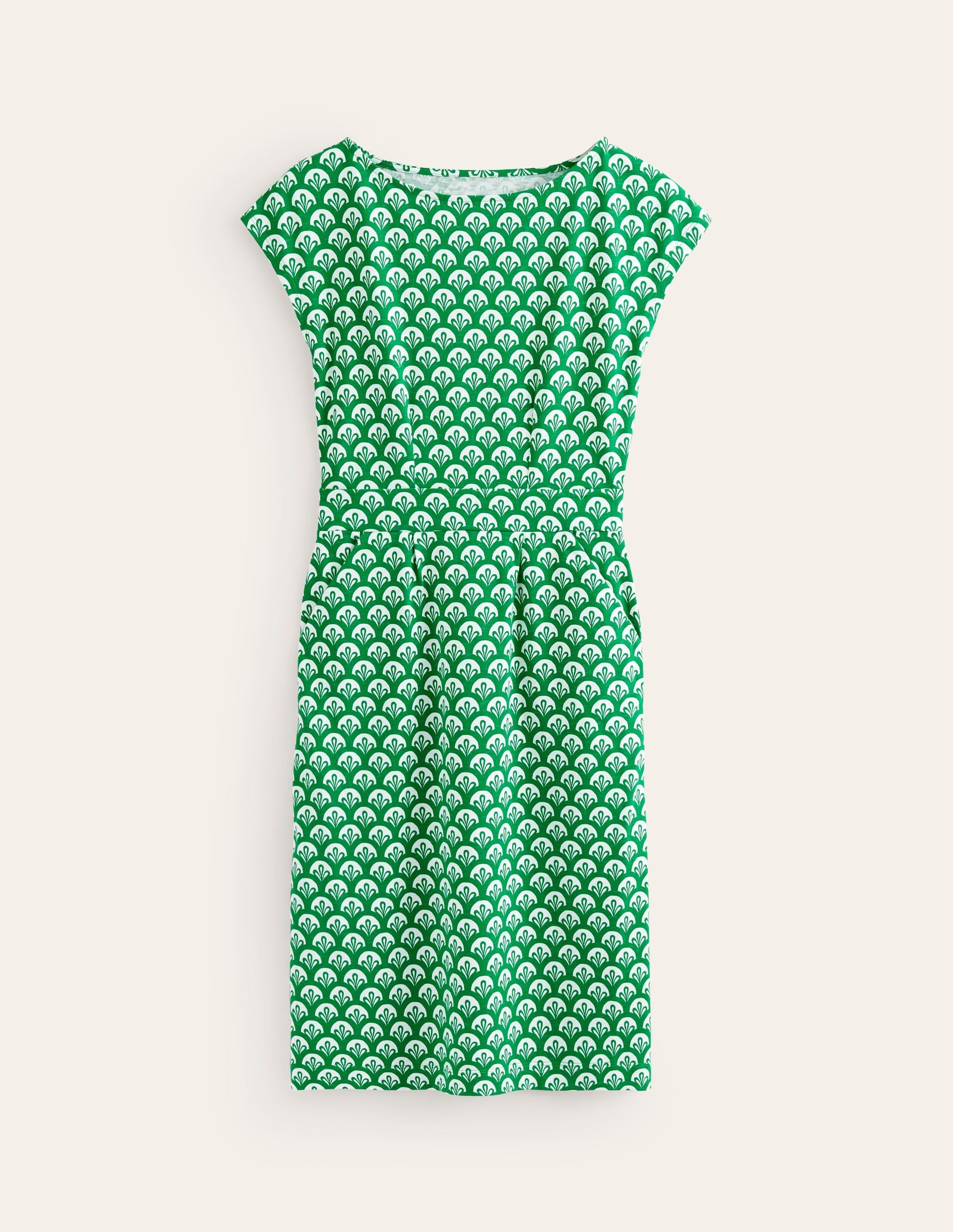 Florrie Jersey Dress-Green Tambourine, Foliage Geo - Image 5