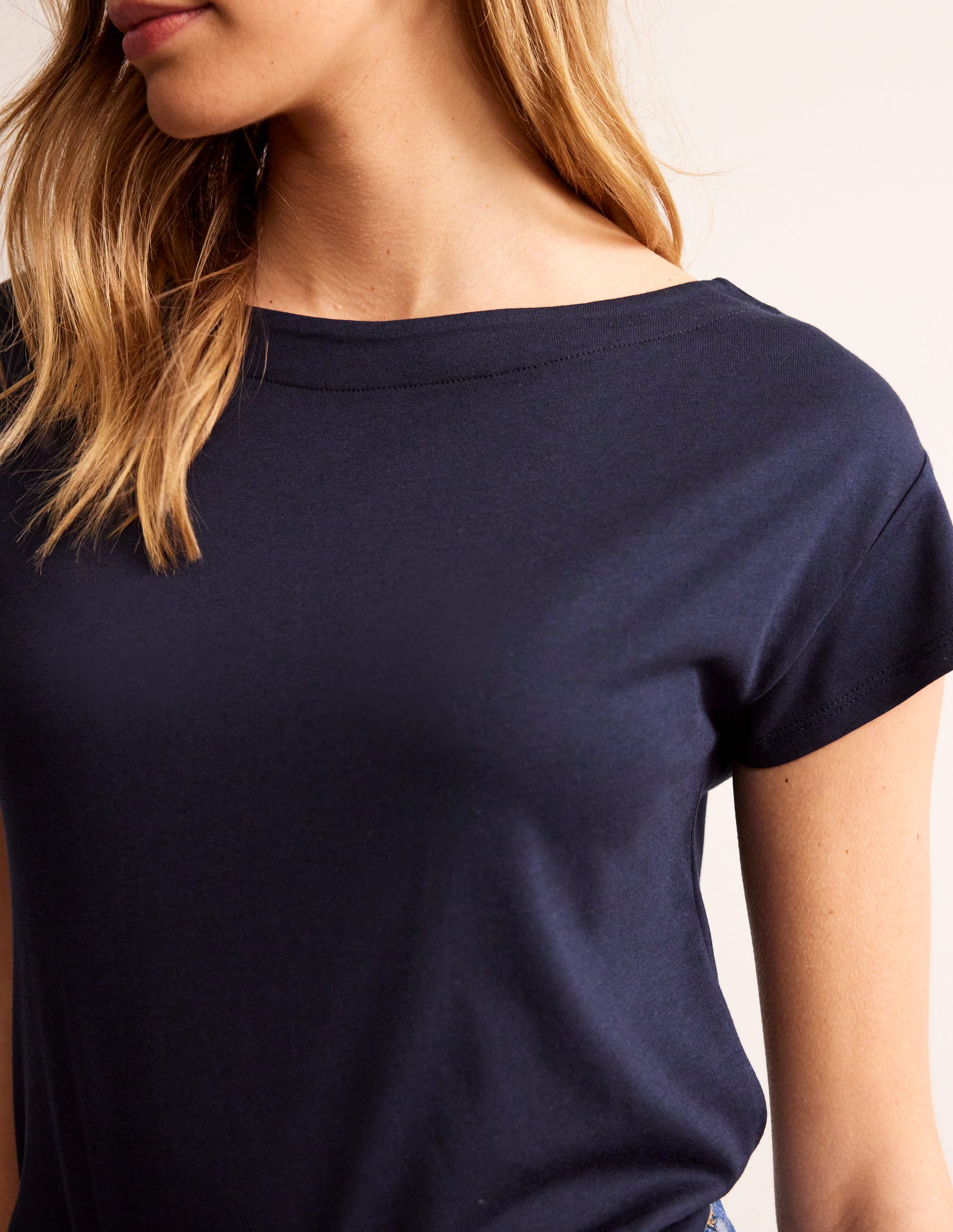 Supersoft Boat Neck T-Shirt-Navy - Image 2