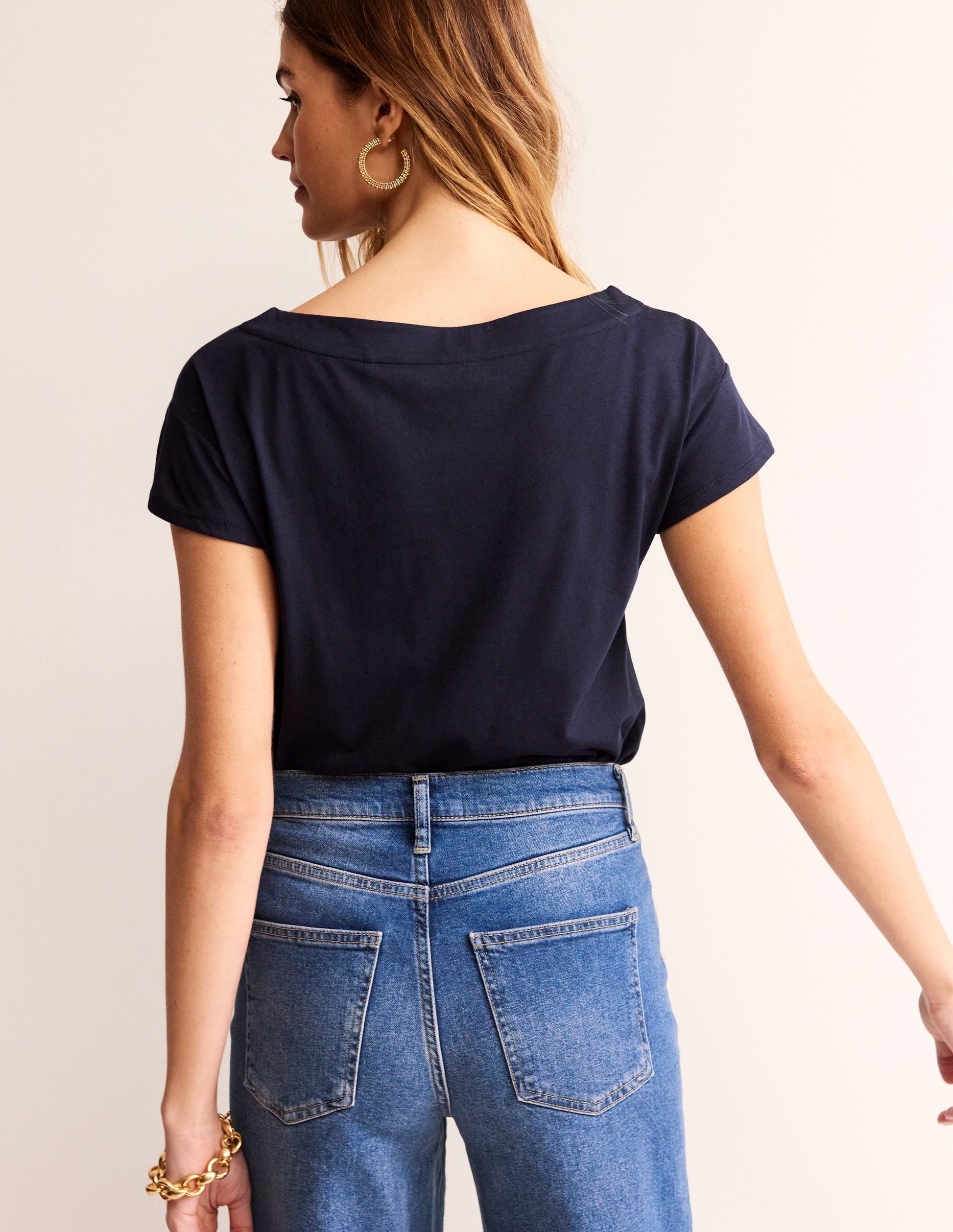 Supersoft Boat Neck T-Shirt-Navy-3