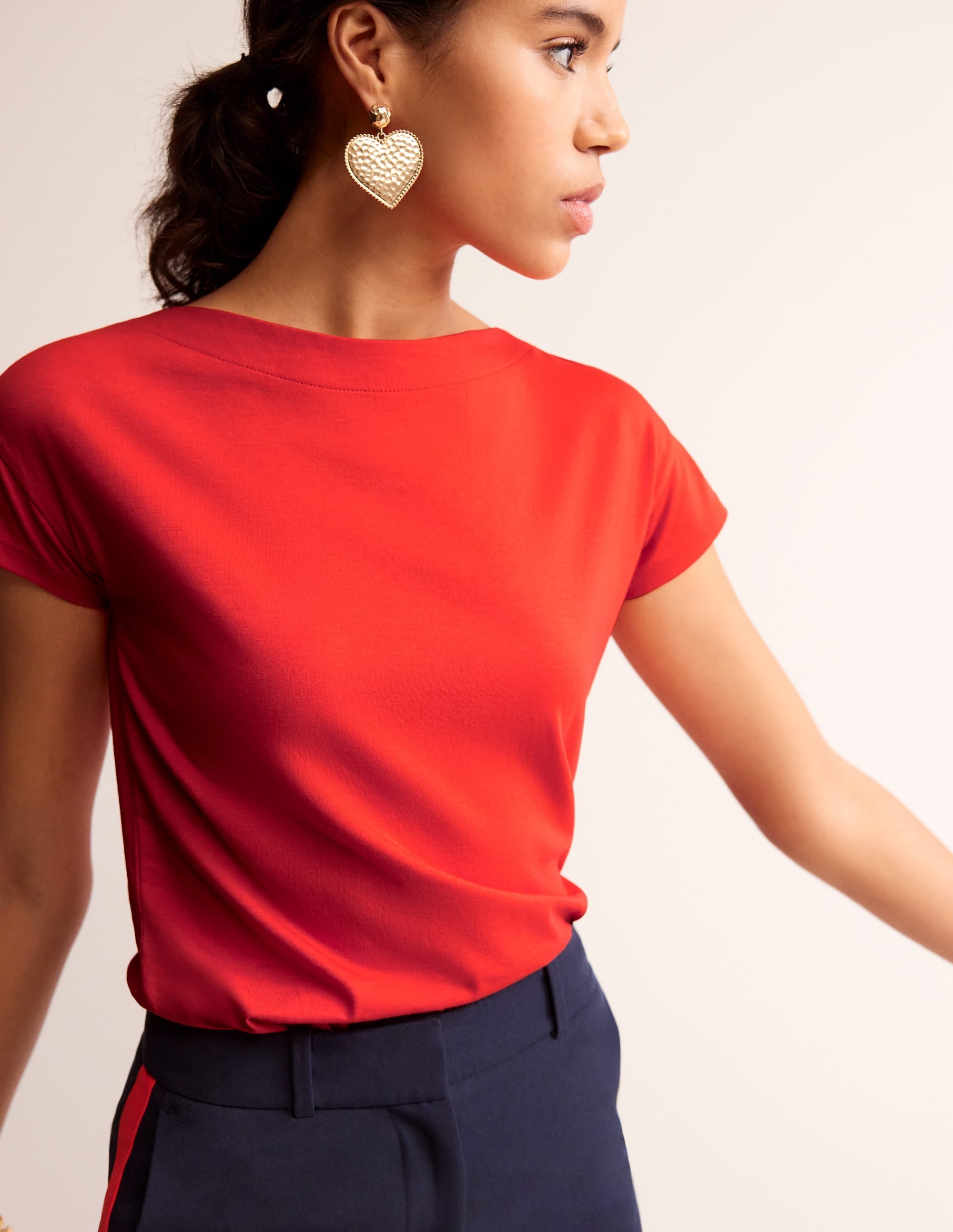 Supersoft Boat Neck T-Shirt-Poppy Red - Image 1