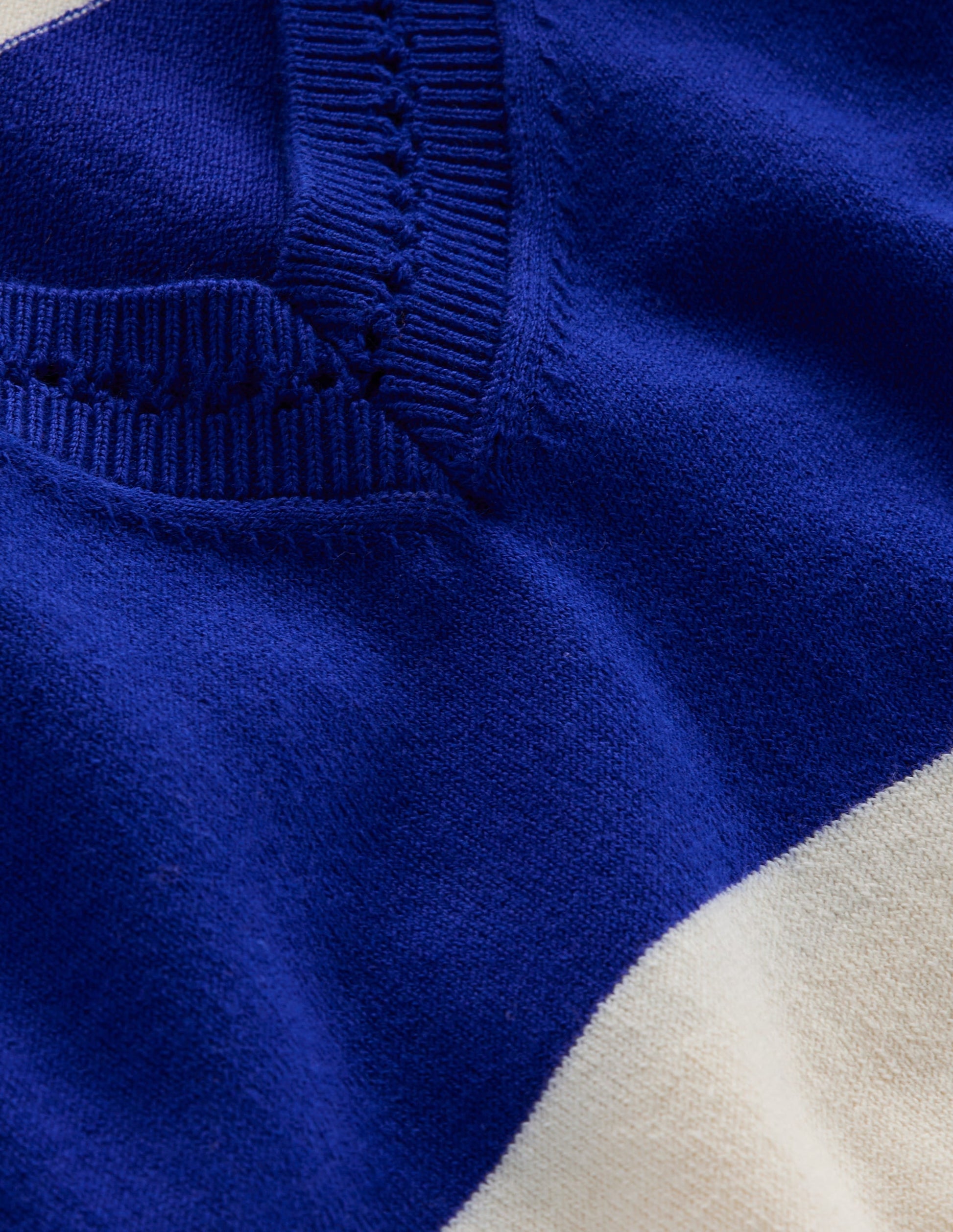 Catriona Cotton V-Neck Jumper-Bright Blue Stripe-7