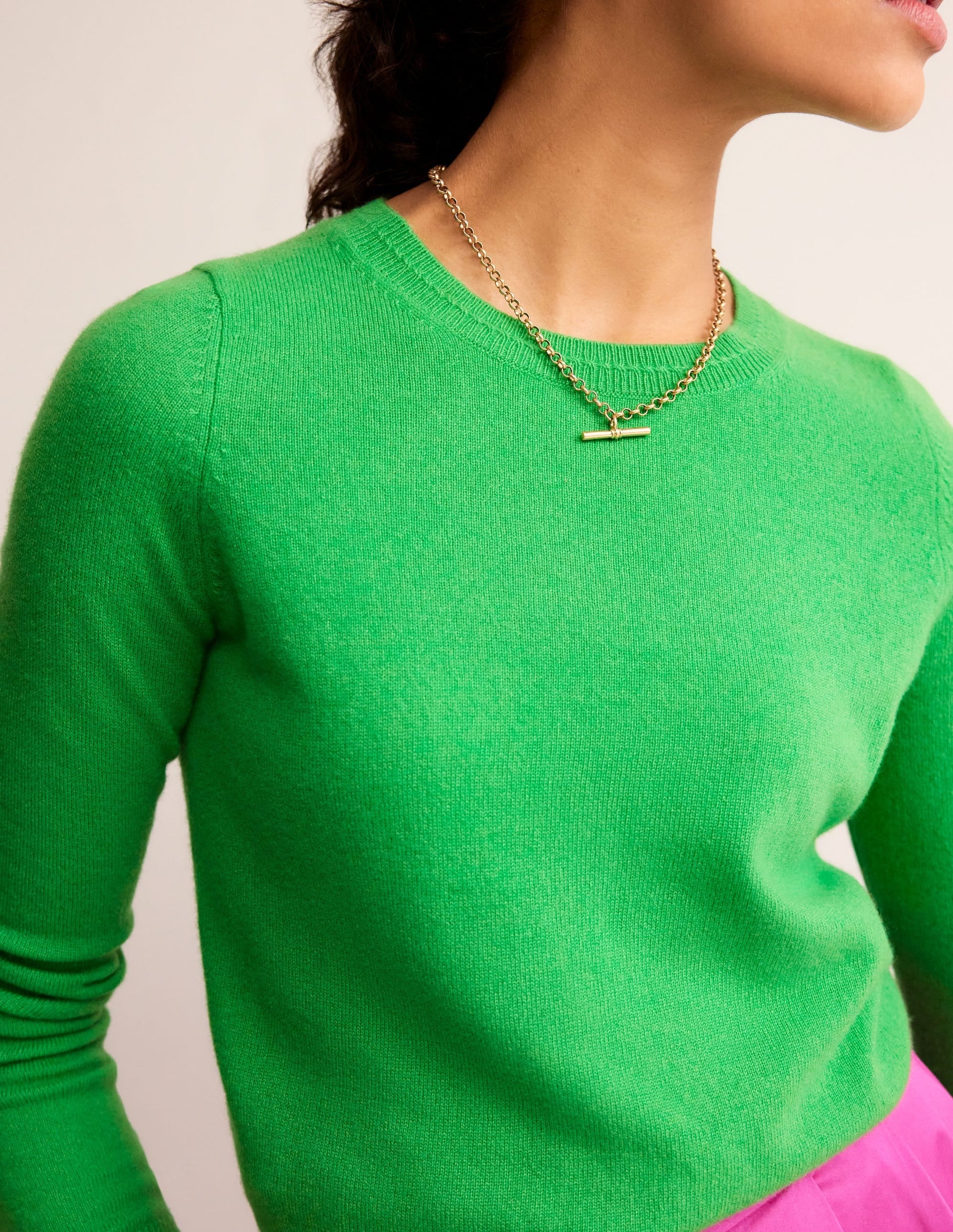 Eva Cashmere Crew Neck Jumper-Bright Green-2