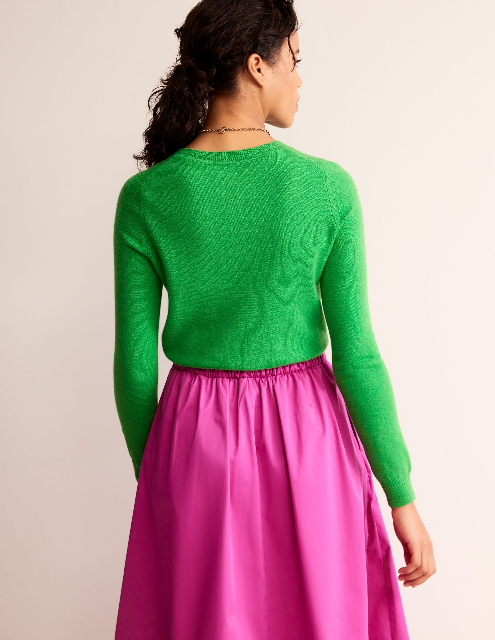 Eva Cashmere Crew Neck Jumper-Bright Green - Image 3