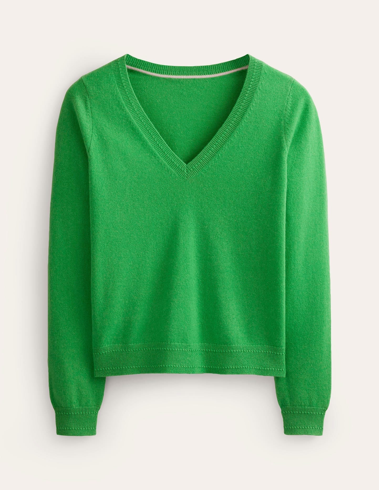 Eva Cashmere V-Neck Jumper-Bright Green - Image 5