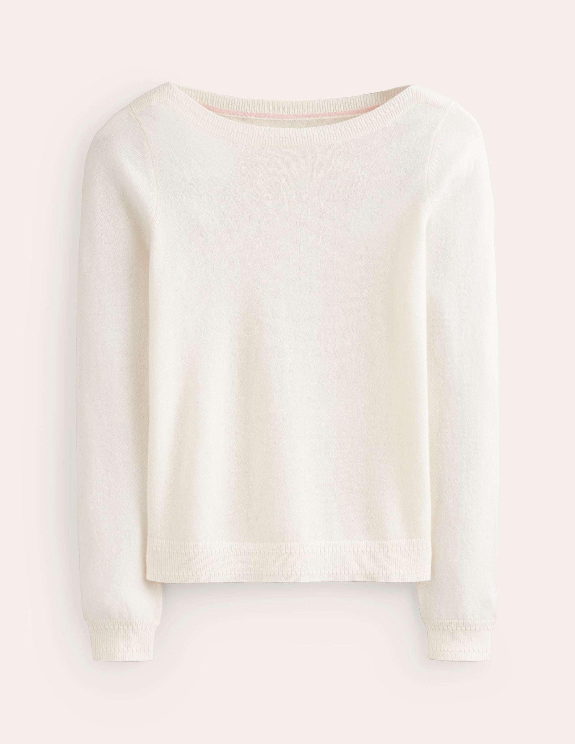 Eva Cashmere Boat Neck Jumper-Warm Ivory-5