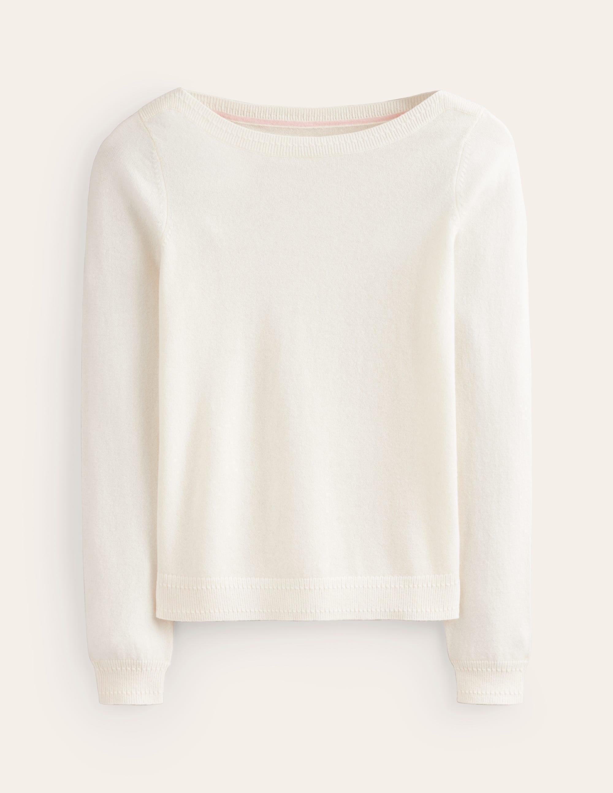 Eva Cashmere Boat Neck Jumper-Warm Ivory - Image 5