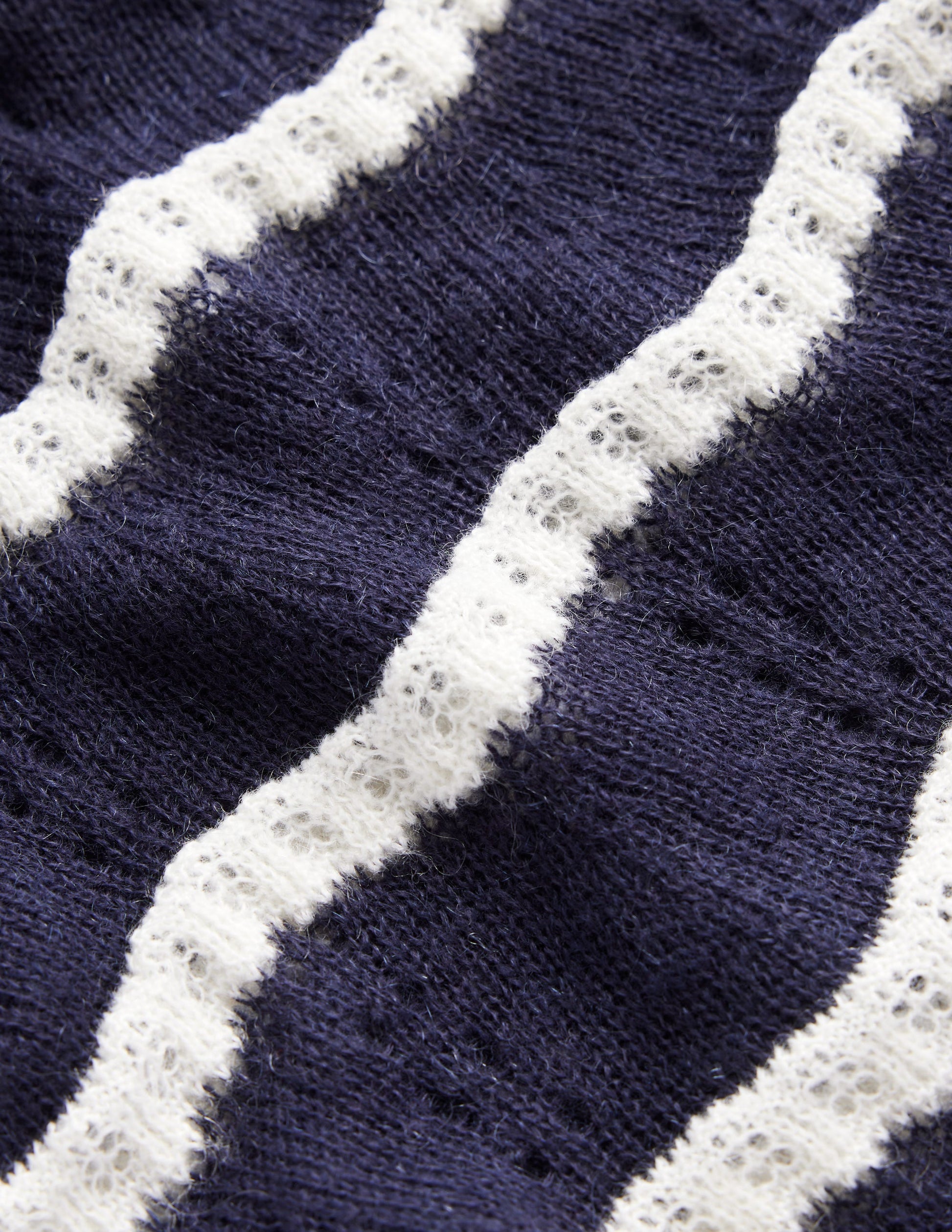 Fluffy Pointelle Stitch Jumper-Naval Academy, Ivory Stripe-6