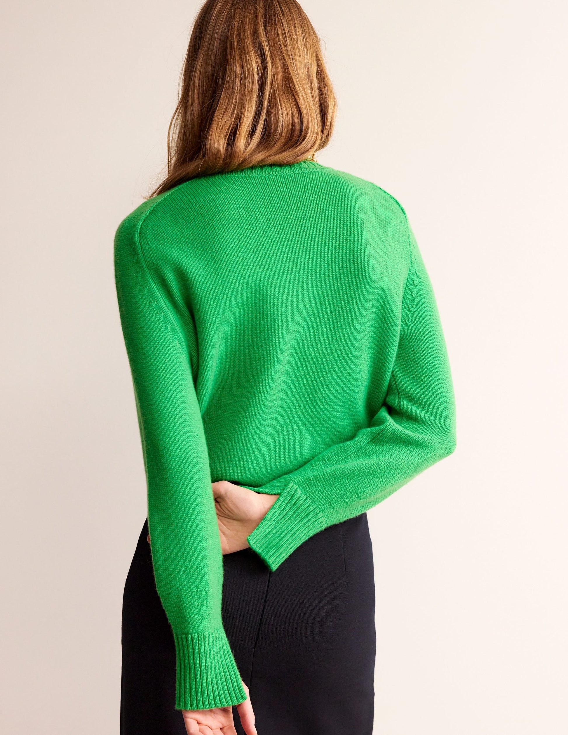 Split Cuff Cashmere Jumper-Bright Green-3