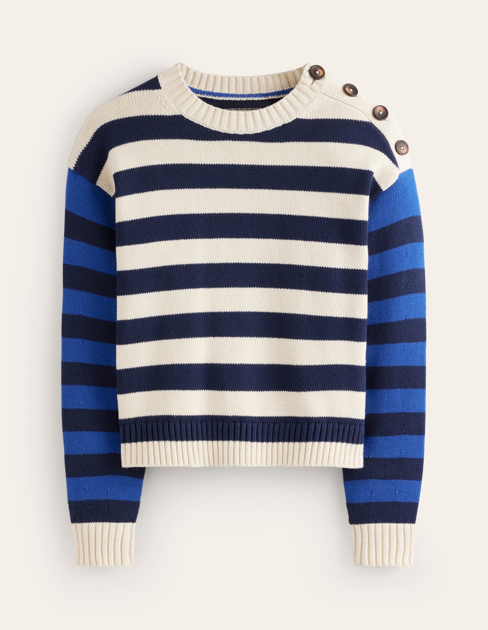 Hotch Potch Cotton Jumper-Naval Academy, Ivory Stripe-6