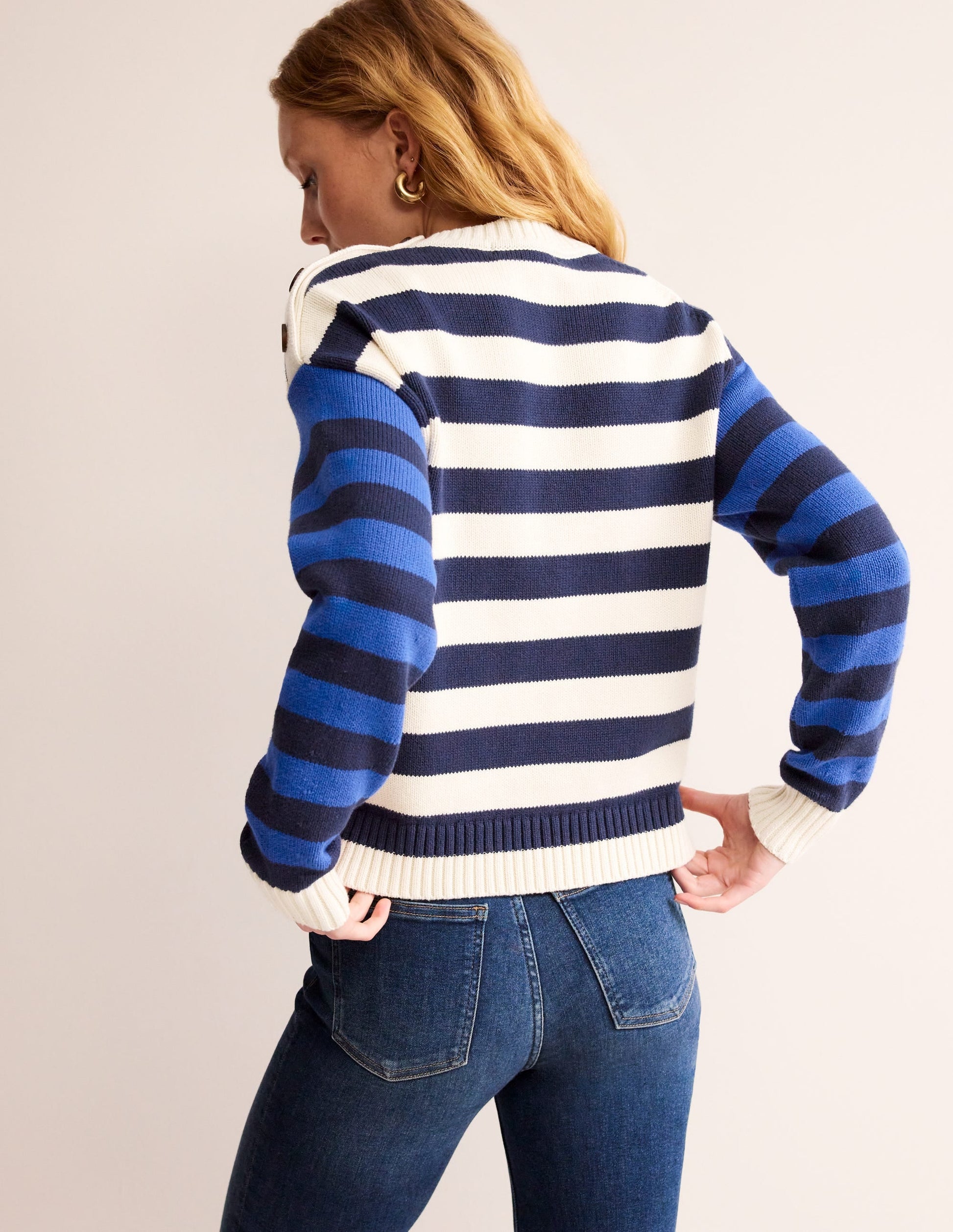 Hotch Potch Cotton Jumper-Naval Academy, Ivory Stripe-3
