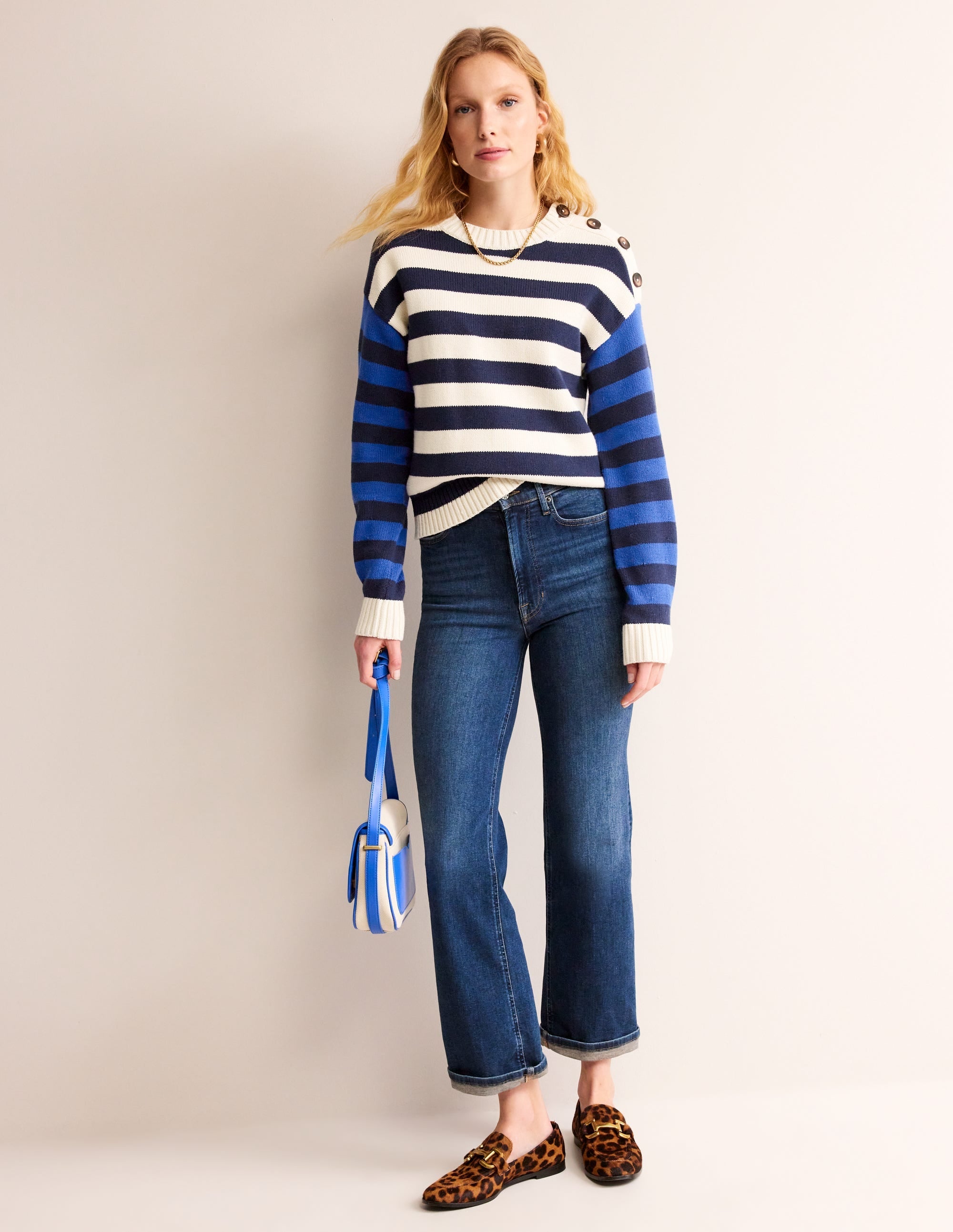Hotch Potch Cotton Jumper-Naval Academy, Ivory Stripe - Image 4