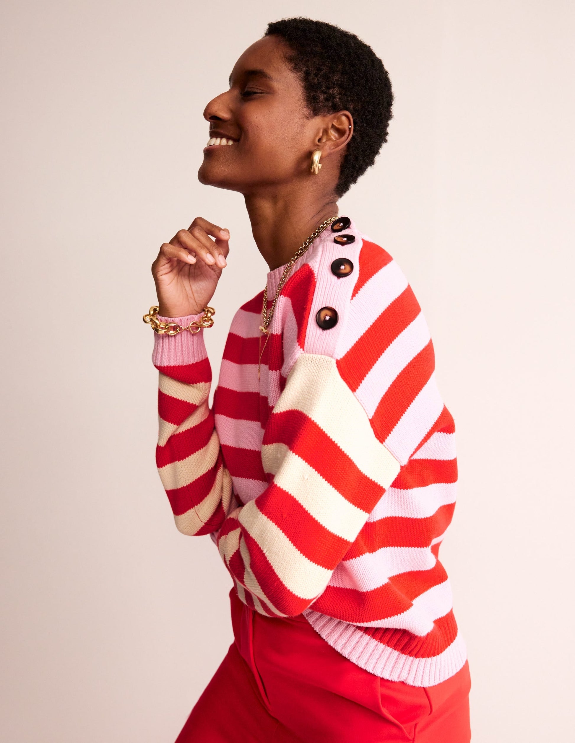 Hotch Potch Cotton Jumper-Blossom Pink, Flamenco Red-1