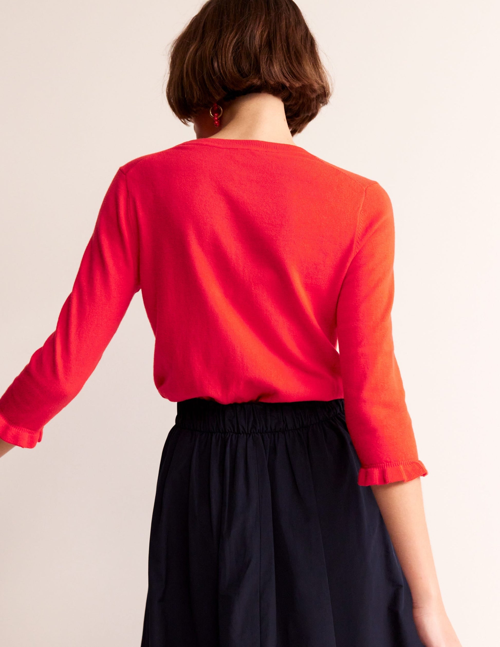 Cotton Merino Frill Jumper-Post Box Red-3