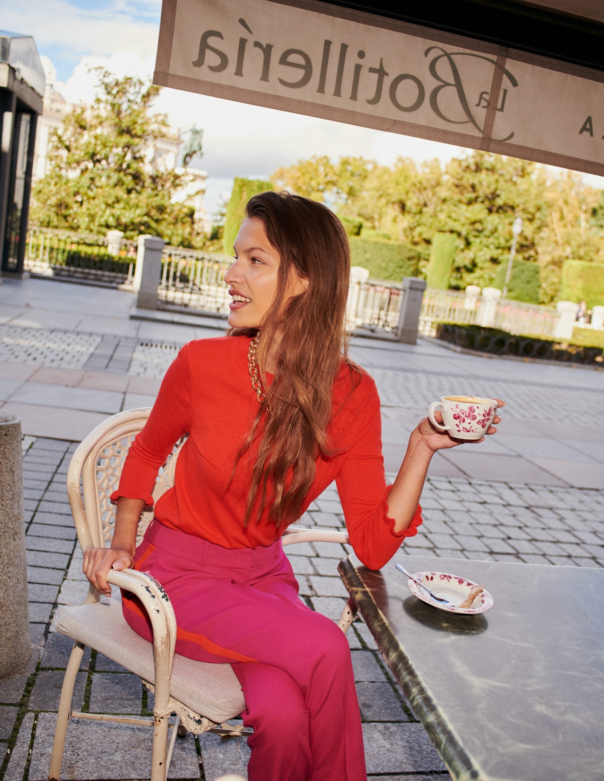Cotton Merino Frill Jumper-Post Box Red - Image 5