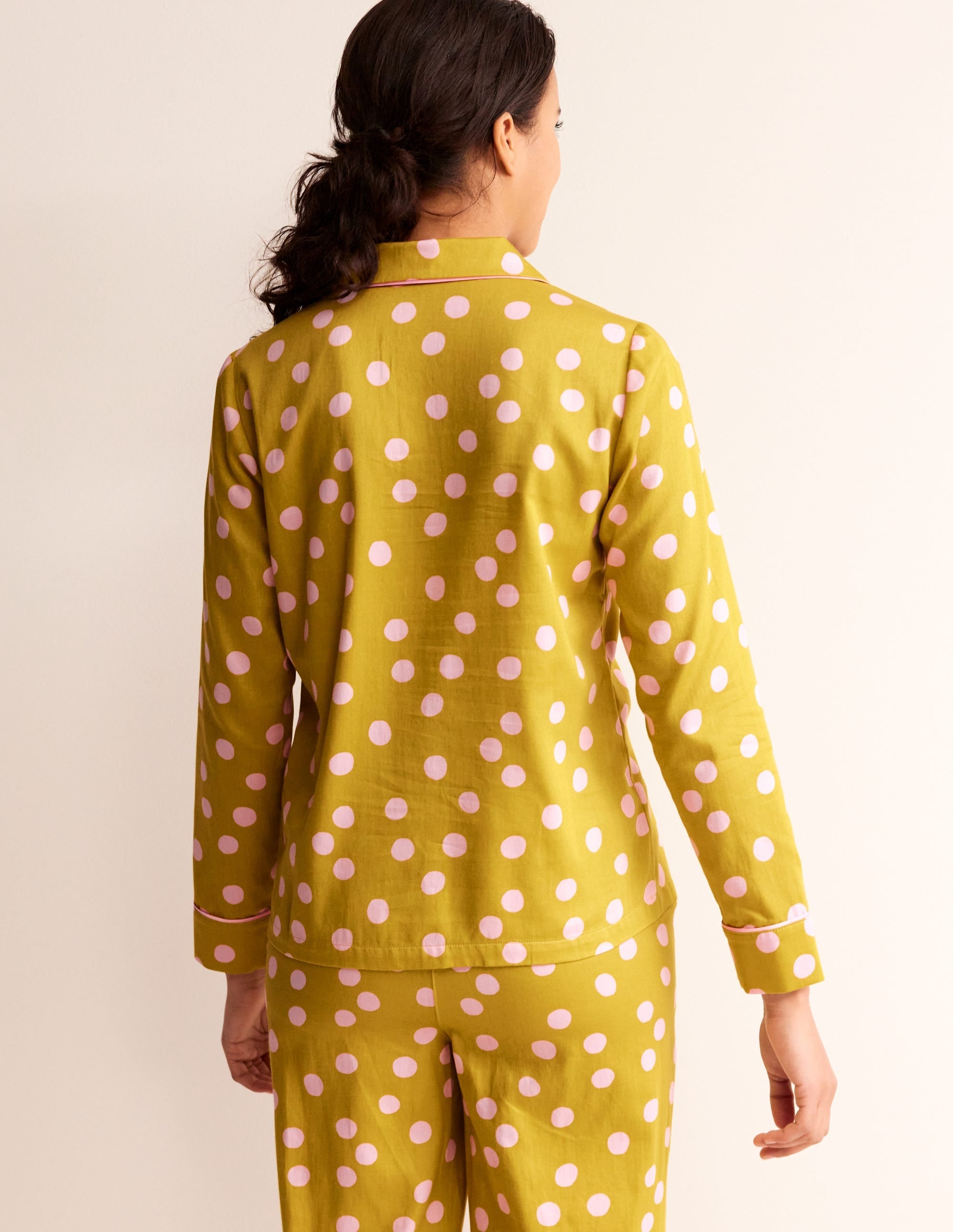 Cotton Sateen Pyjama Shirt-Antique Moss - Image 4