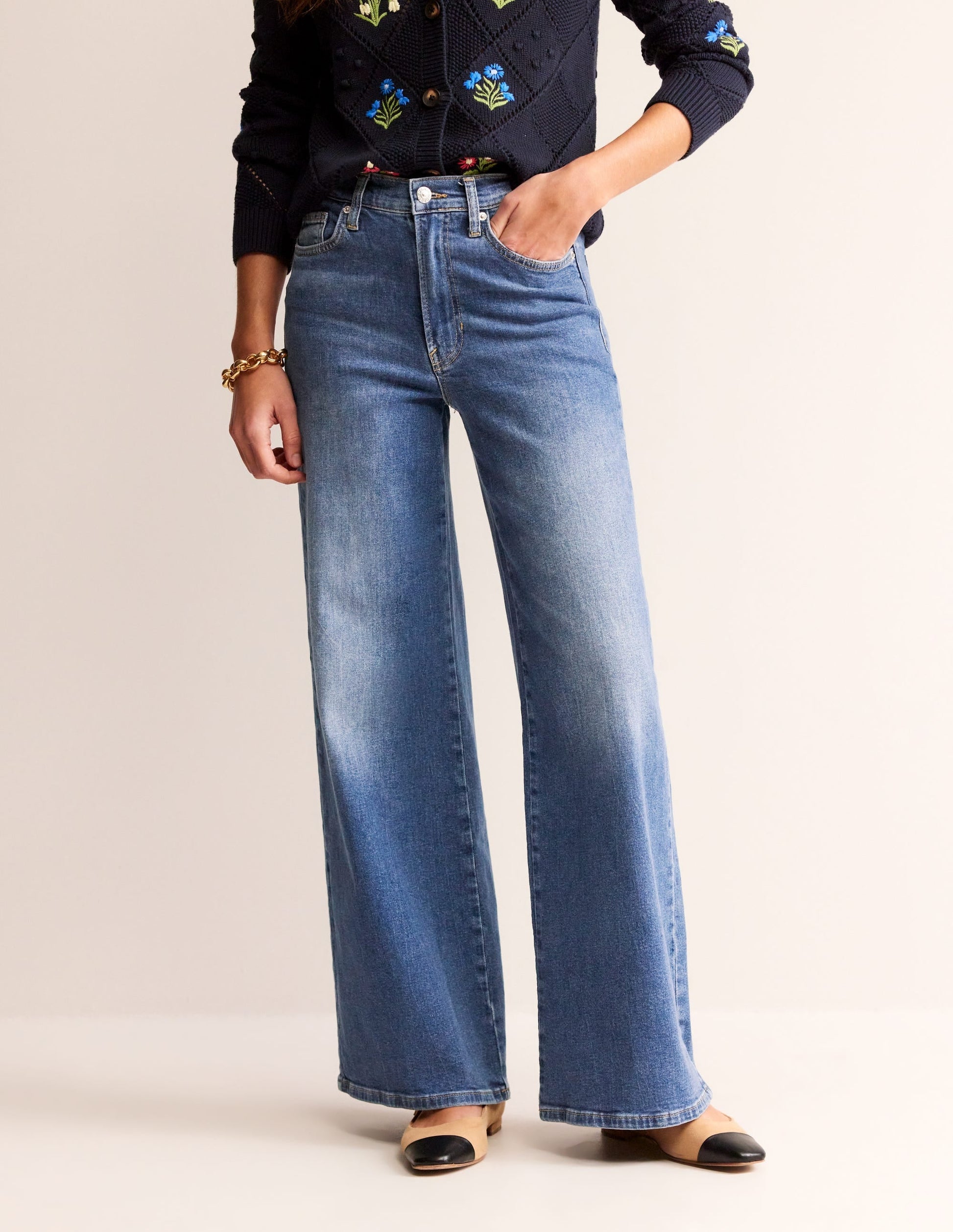 High Rise Wide Leg Jeans-Mid Vintage-4