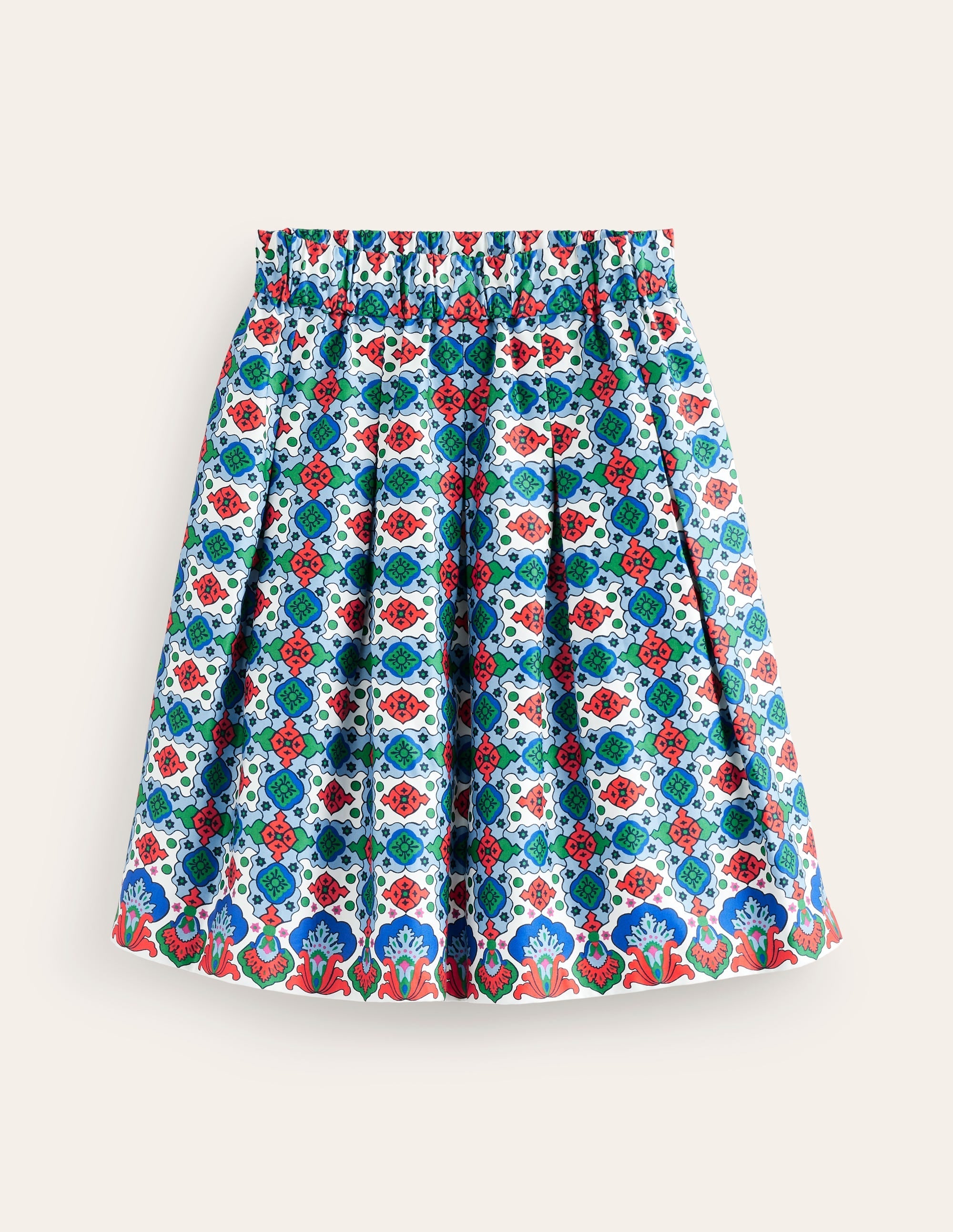 Pleated Cotton Skirt-Multi, Coastal Tile - Image 5