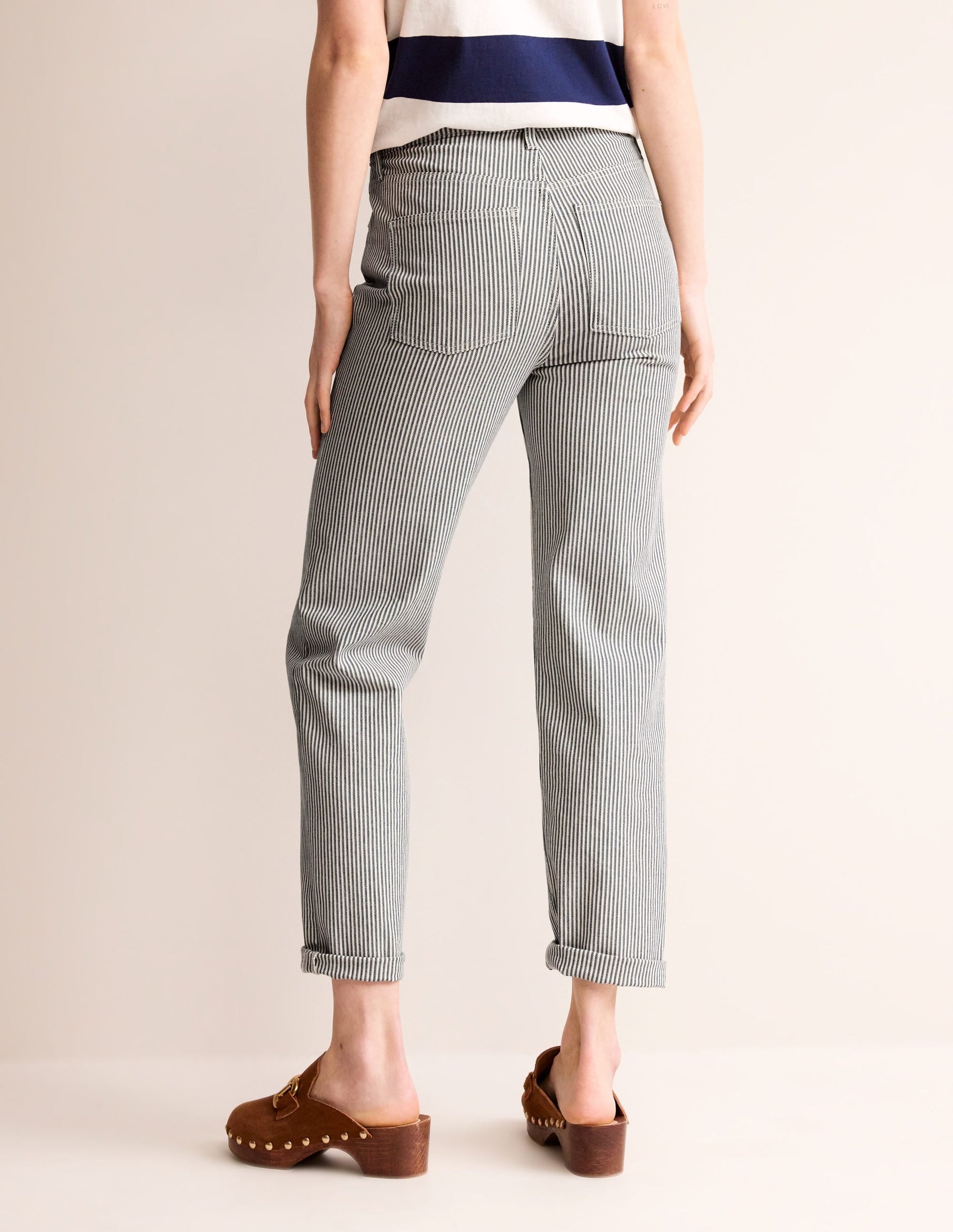 Mid Rise Slim Leg Jeans-Stripe-3