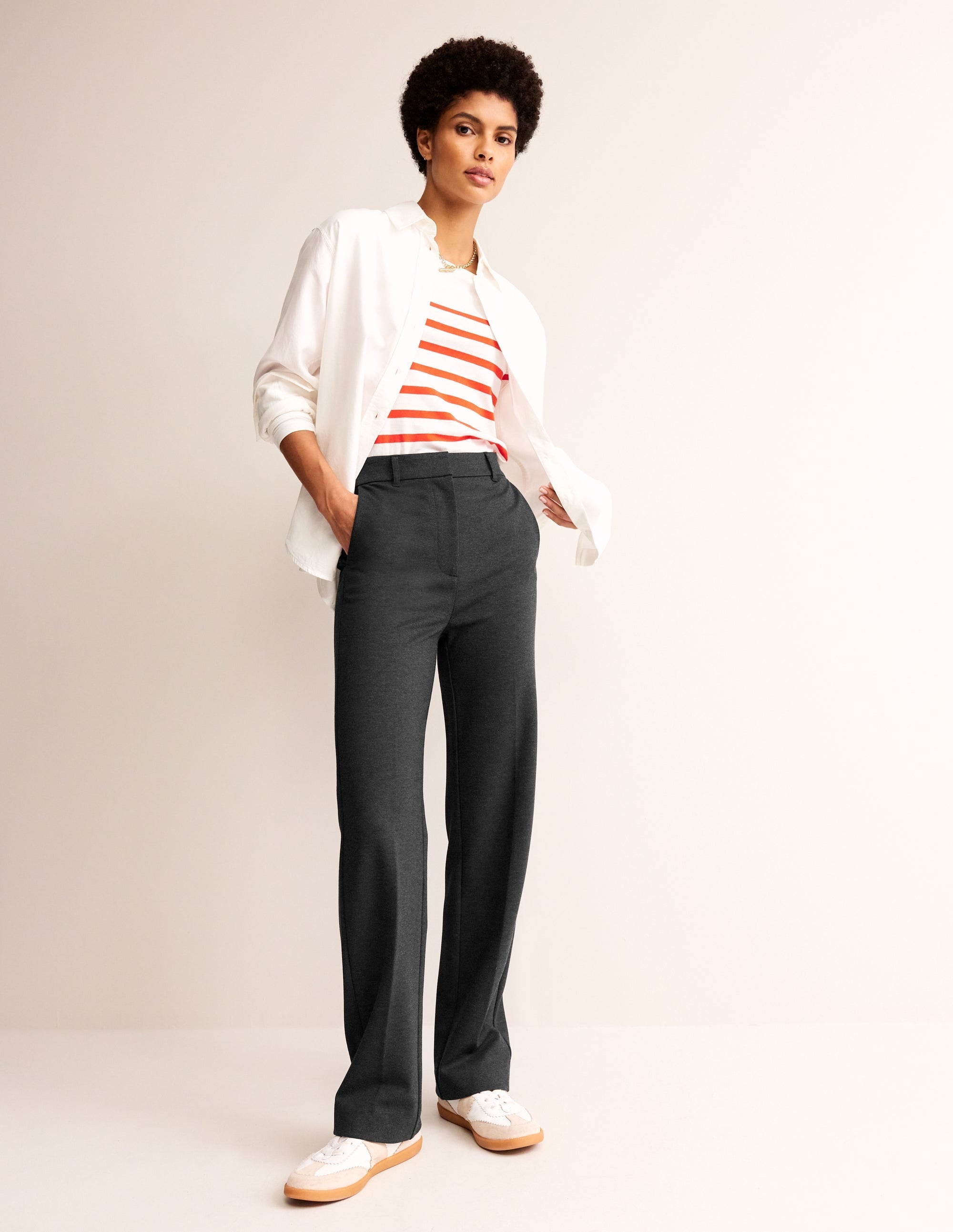Pimlico Ponte Trousers-Charcoal Marl - Image 1
