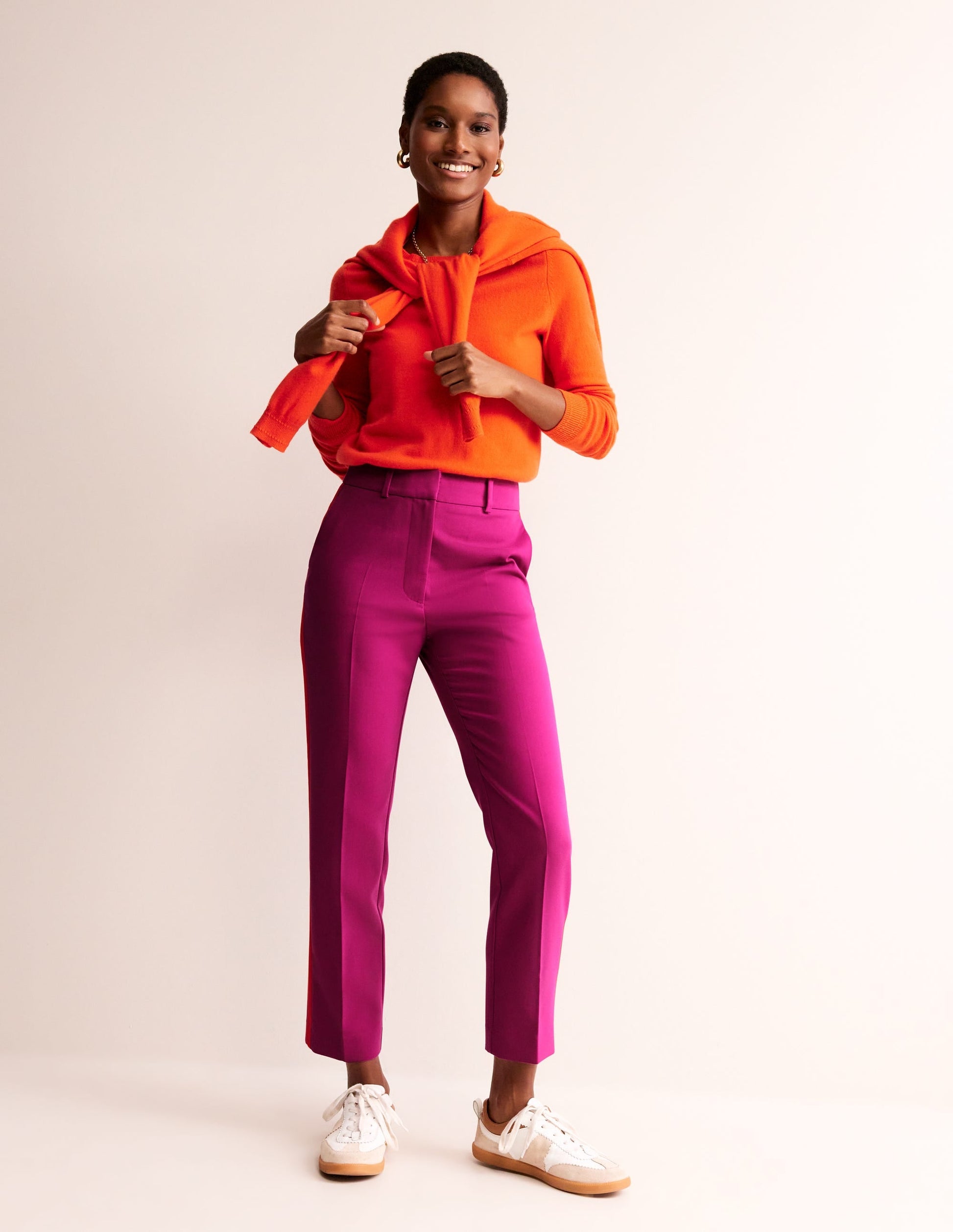 Kew Side Stripe Trousers-Rose Violet, Red Stripe-1