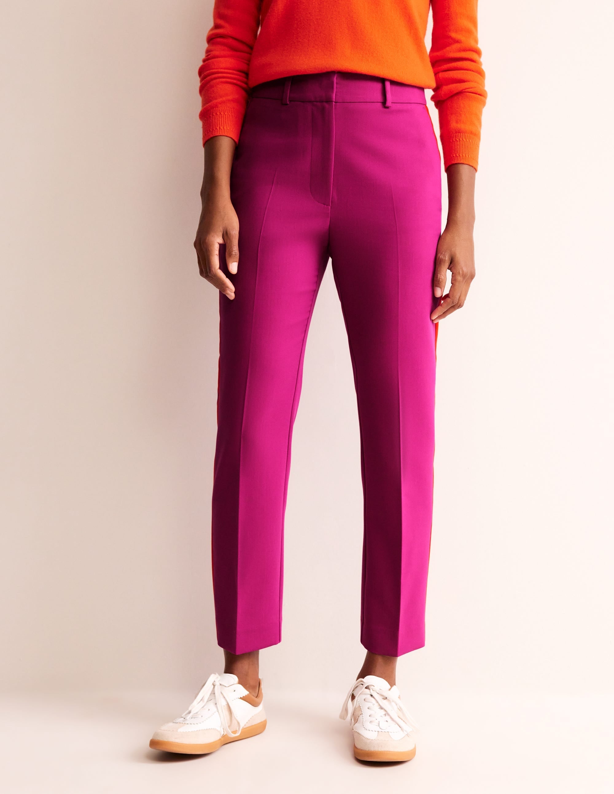 Kew Side Stripe Trousers-Rose Violet, Red Stripe - Image 4