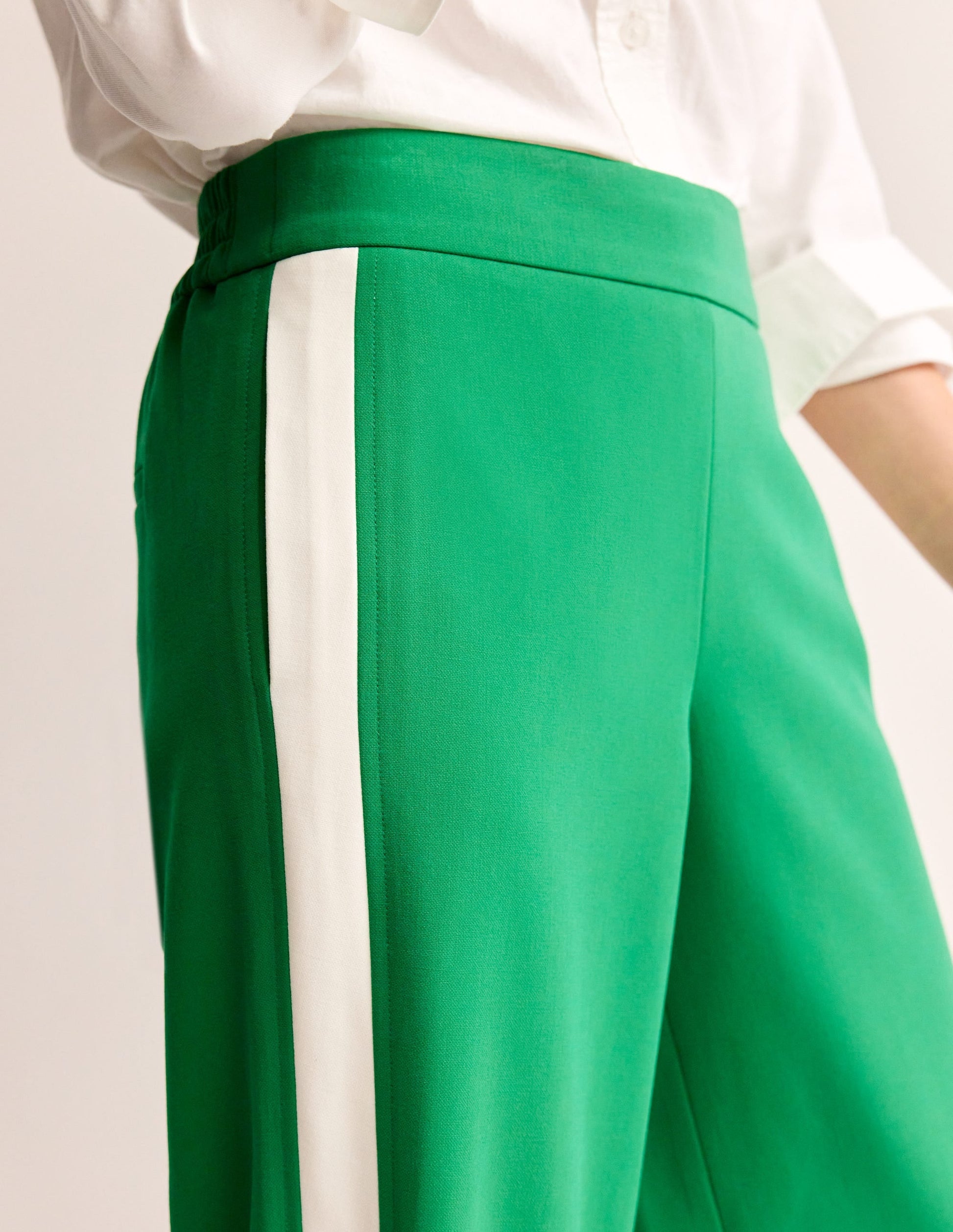 Pull On Side Stripe Trousers-Green Tambourine-2
