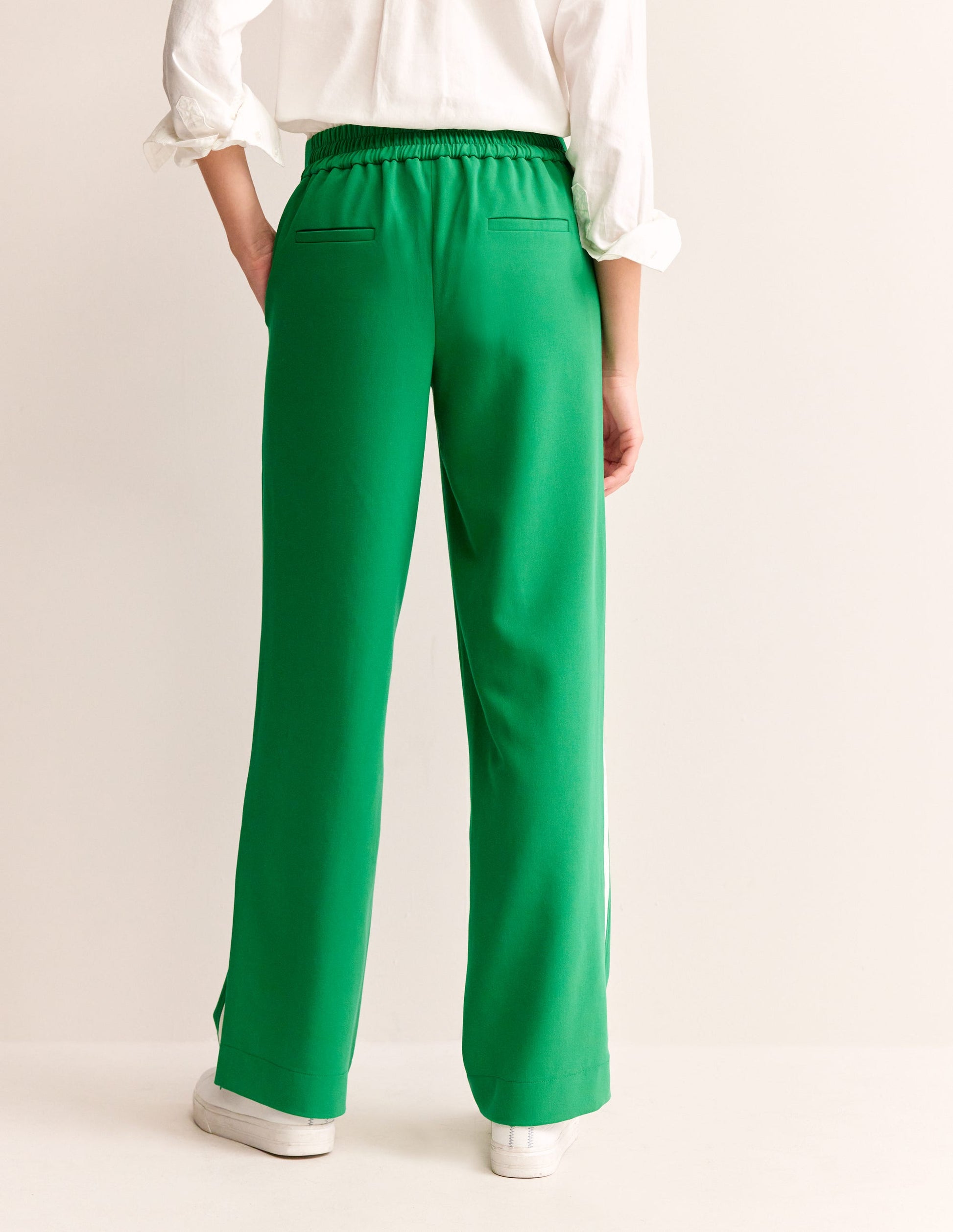 Pull On Side Stripe Trousers-Green Tambourine-3