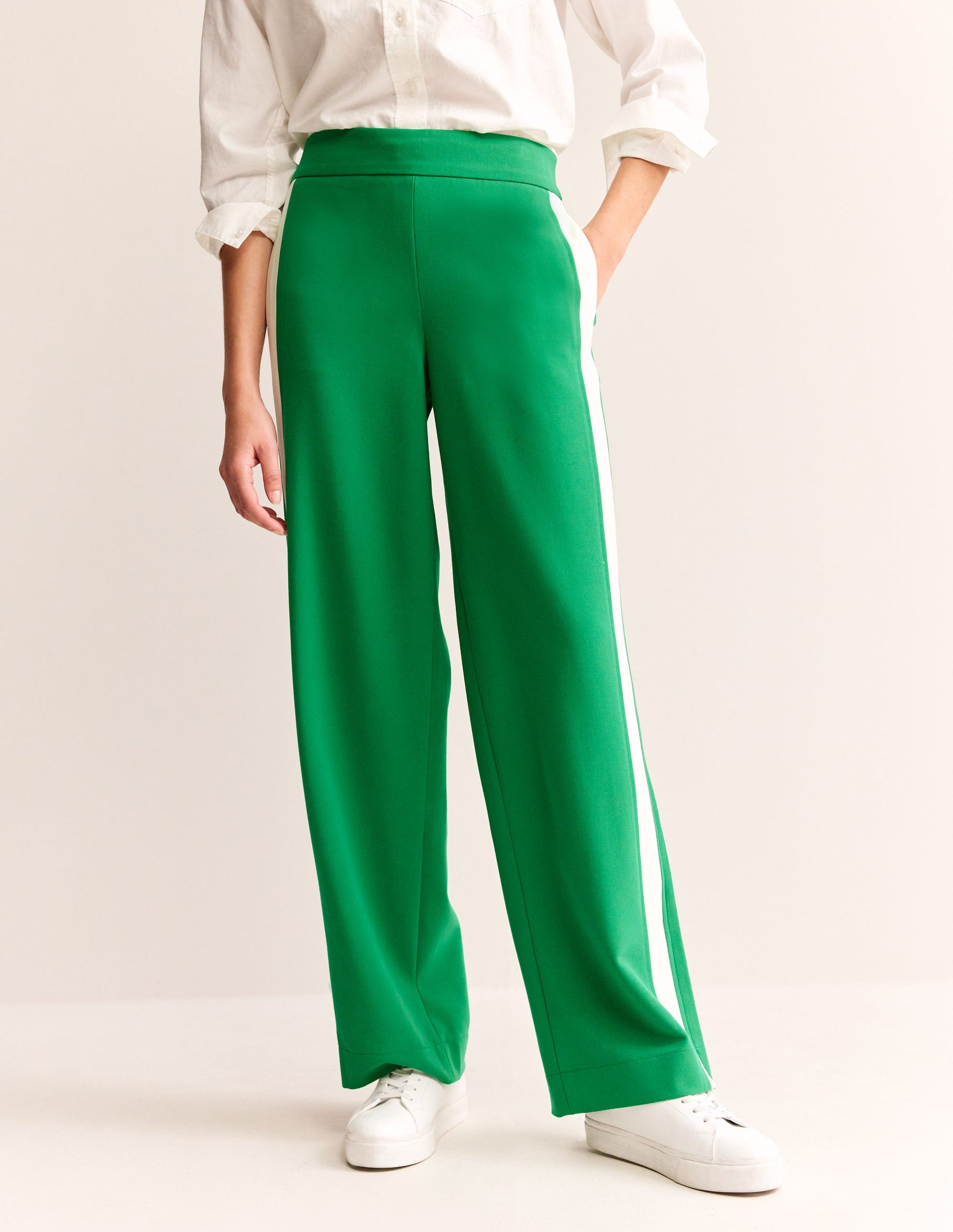 Pull On Side Stripe Trousers-Green Tambourine-4