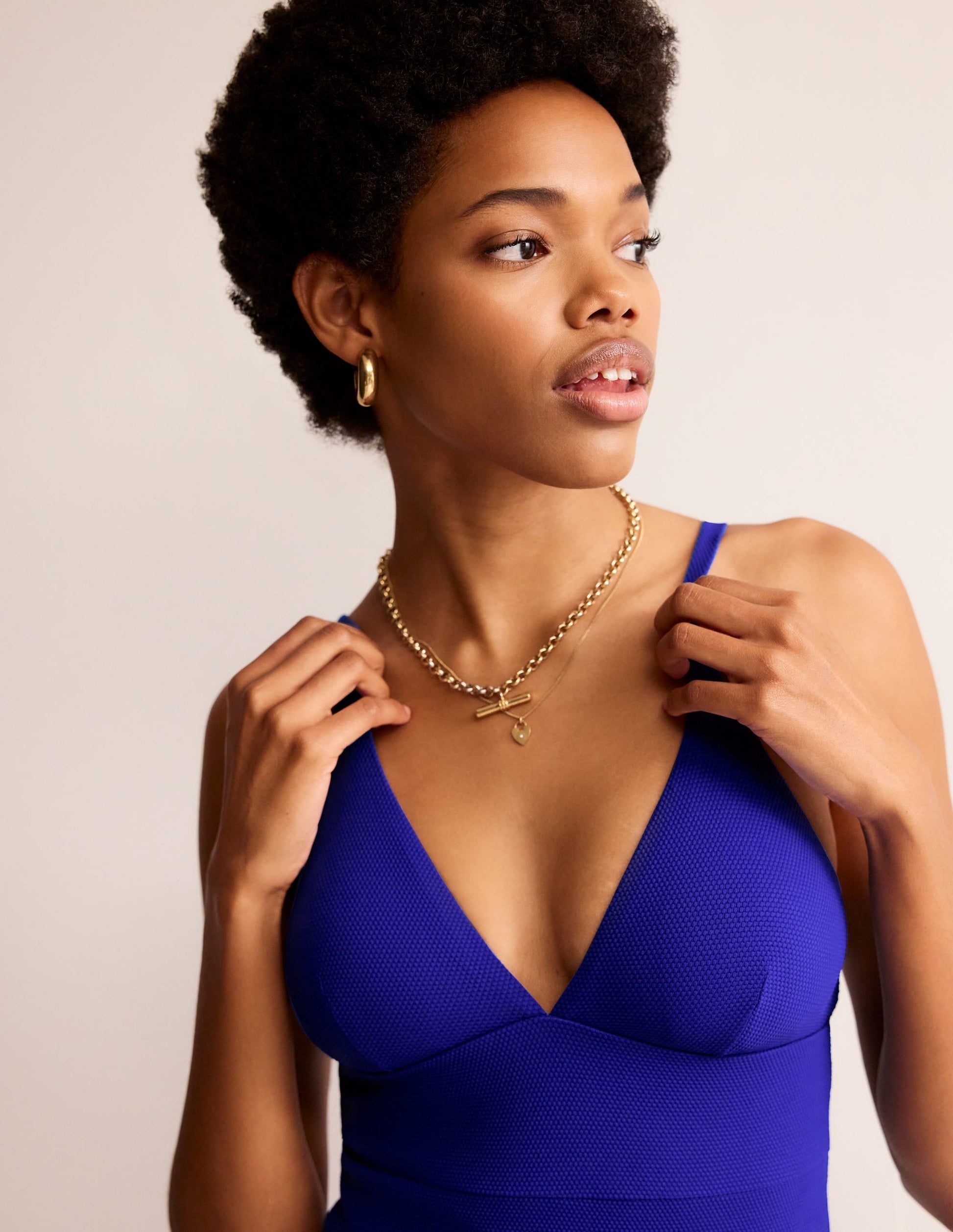 Arezzo V-neck Panel Swimsuit-Surf The Web Blue Texture-4