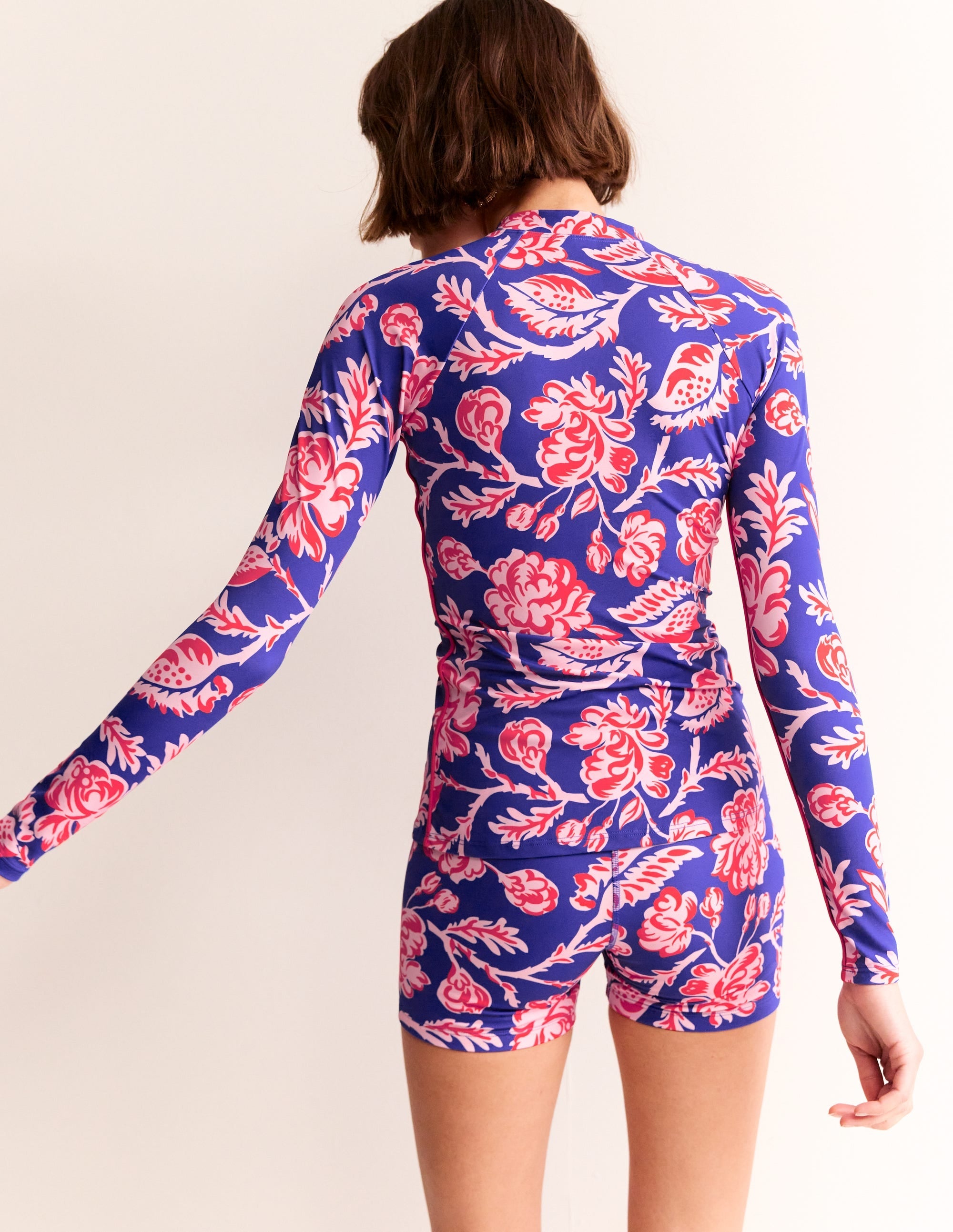 Piped Raglan Rash Vest-Surf The Web Blue, Rose Blush - Image 3