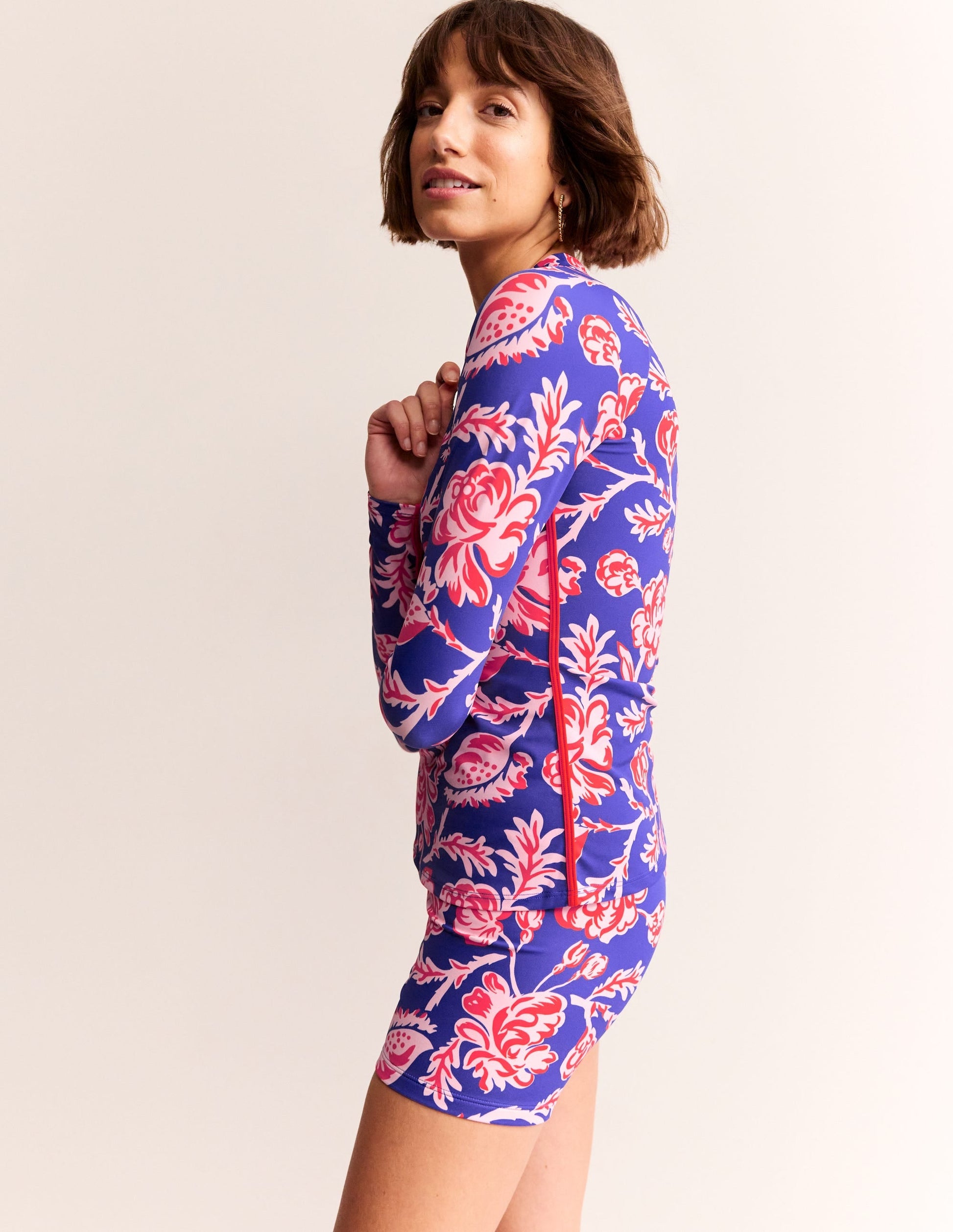 Piped Raglan Rash Vest-Surf The Web Blue, Rose Blush-4