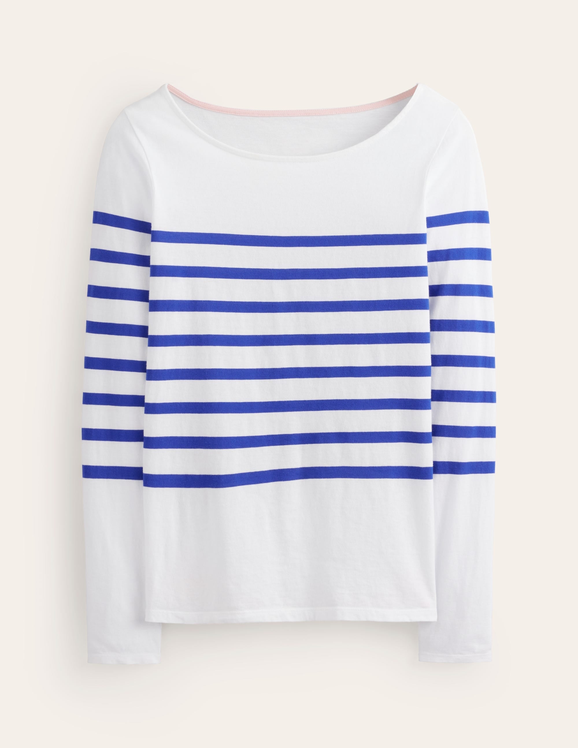 Ella Long Sleeve Breton-Ivory, Blue Placement - Image 6