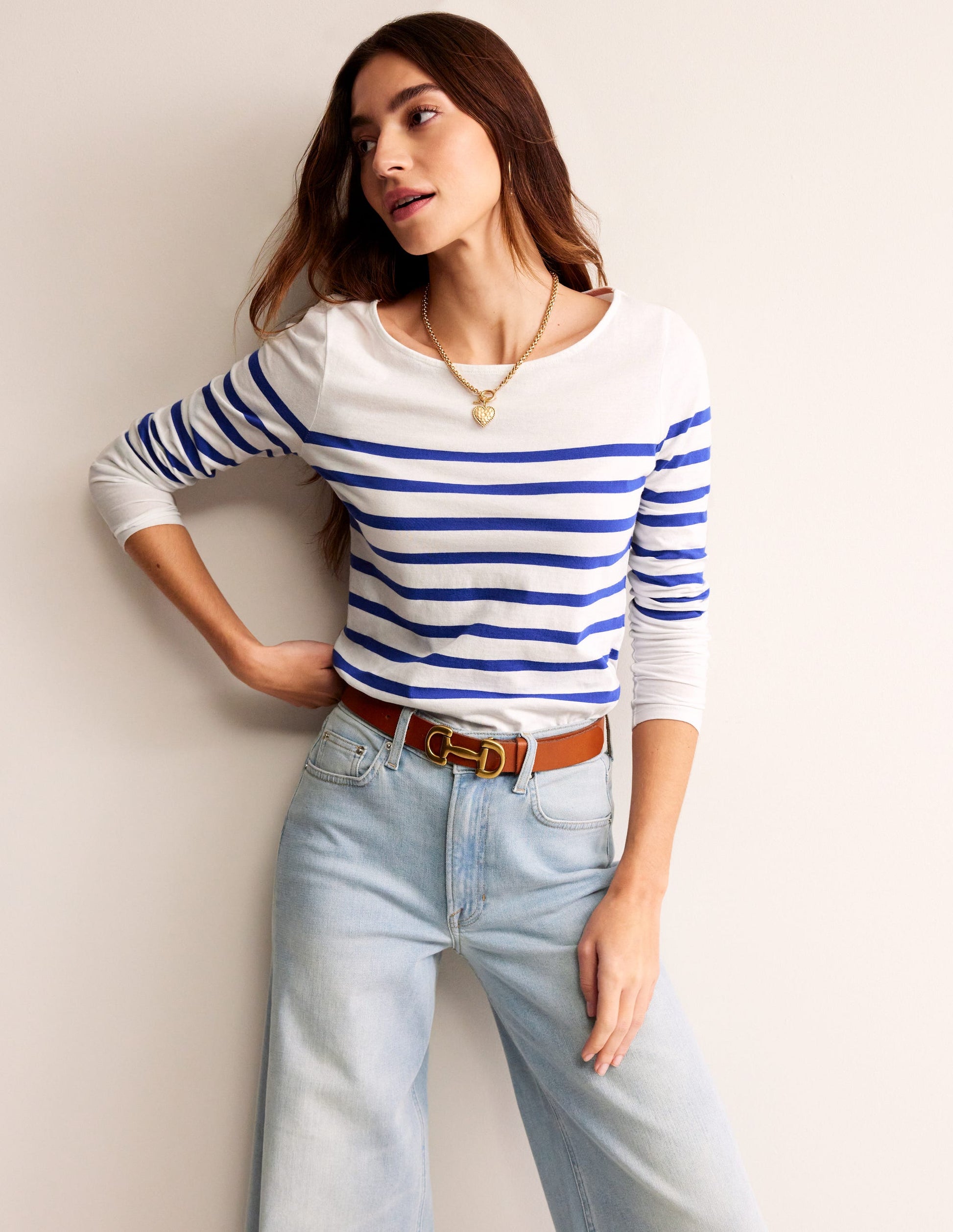 Ella Long Sleeve Breton-Ivory, Blue Placement-1