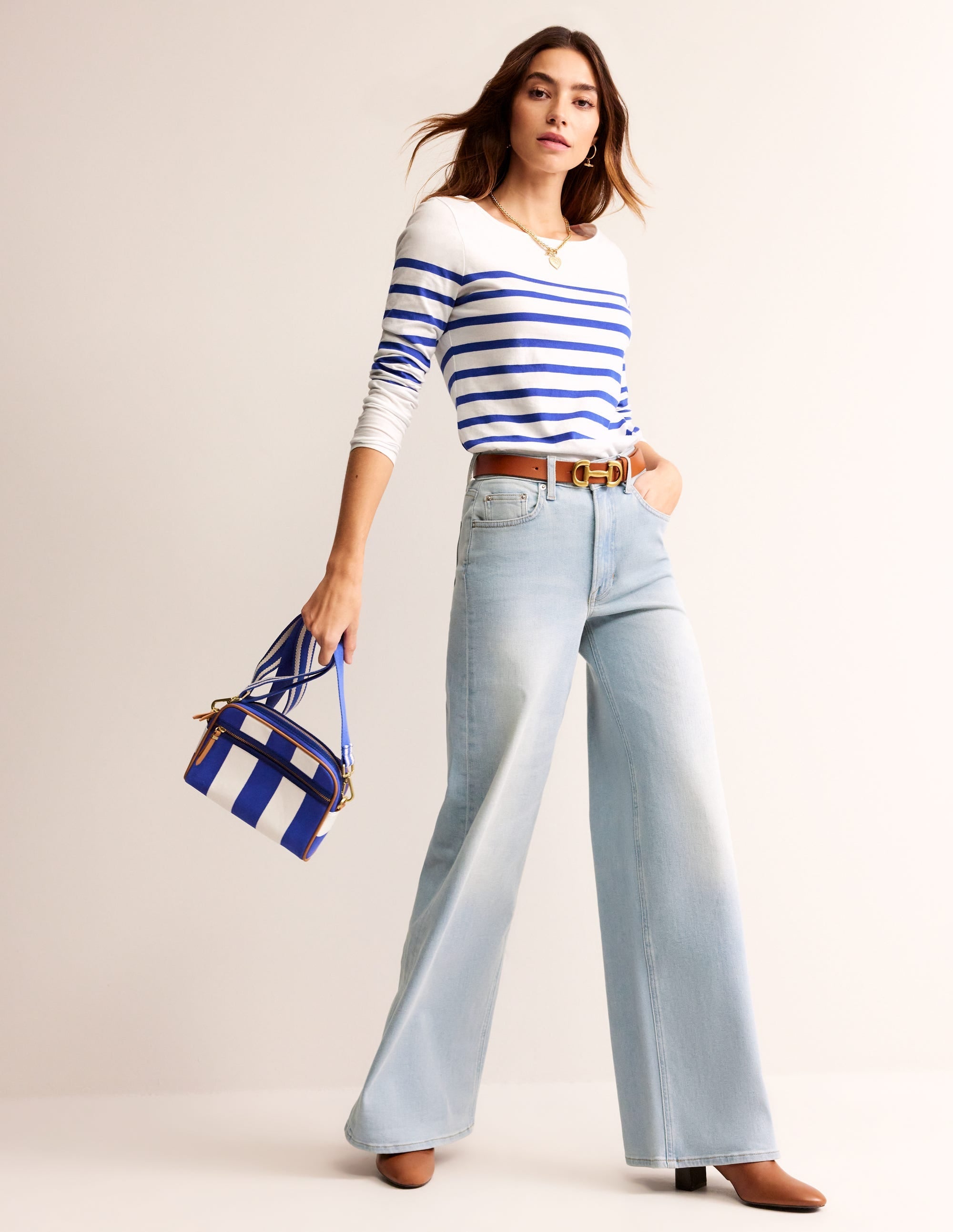 Ella Long Sleeve Breton-Ivory, Blue Placement - Image 4