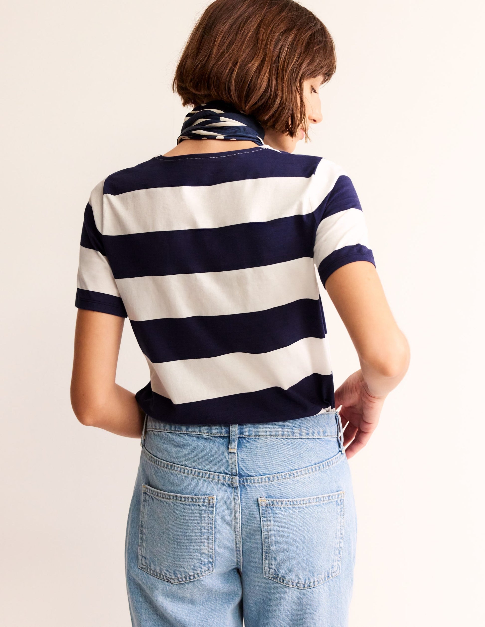Bea Short Sleeve Breton-Navy Ivory, Wide Stripe-3
