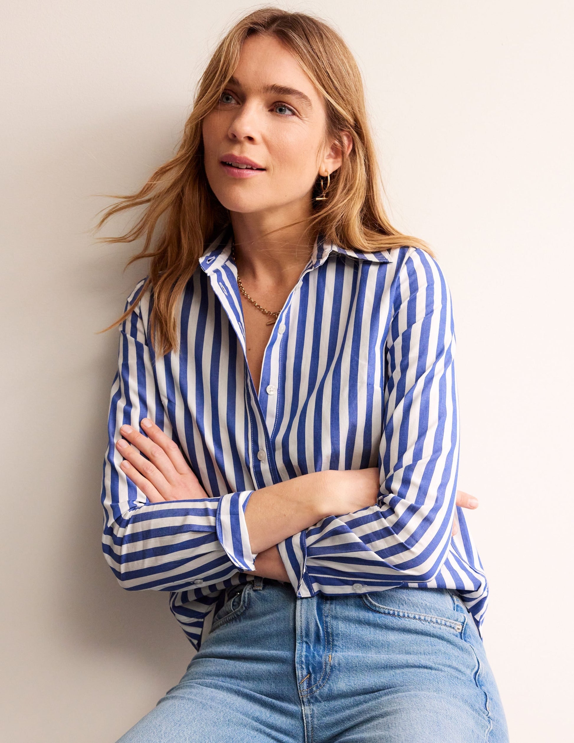 Sienna Cotton Shirt-Surf The Web Stripe-5