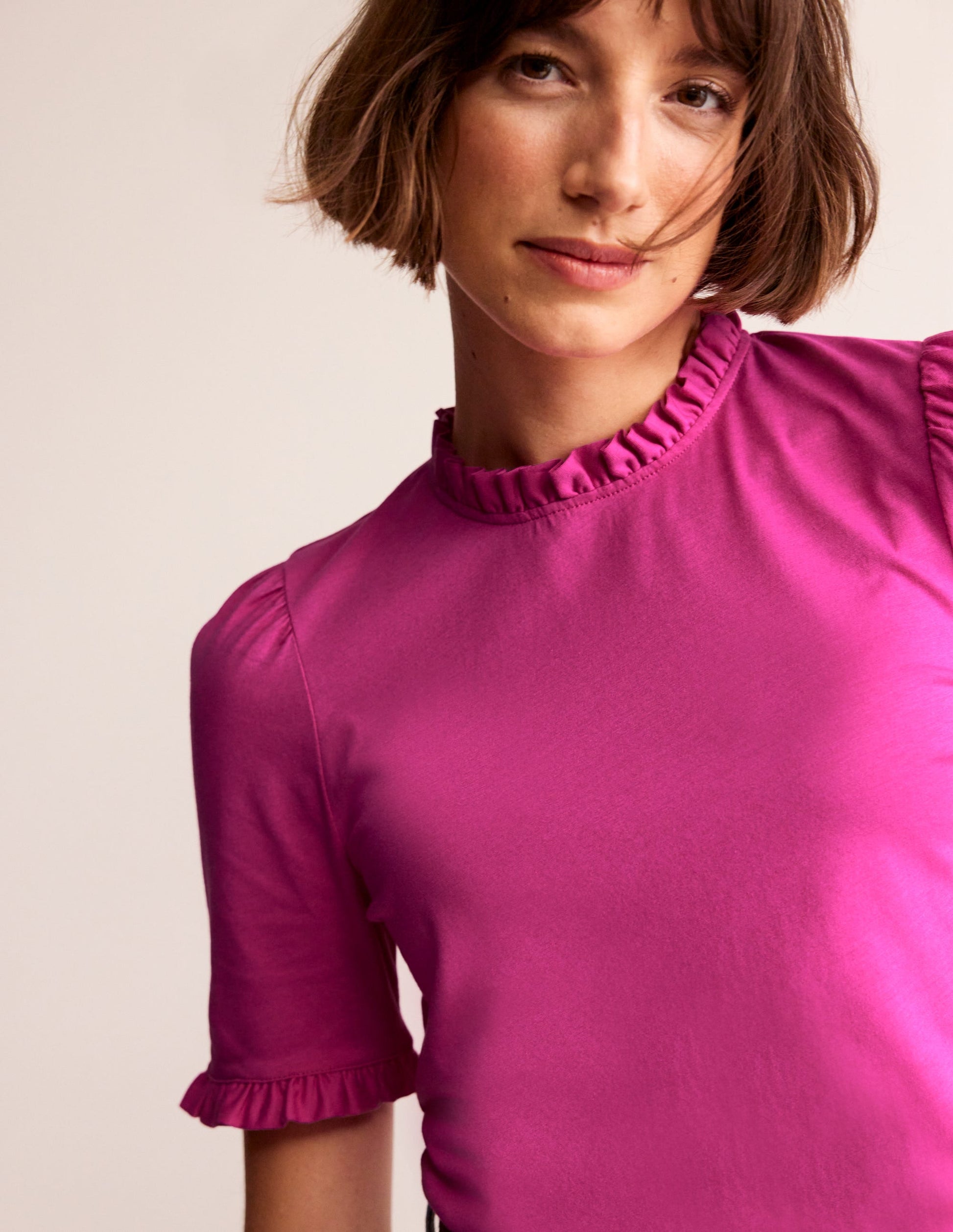 Supersoft Frill Detail T-shirt-Rose Violet-1