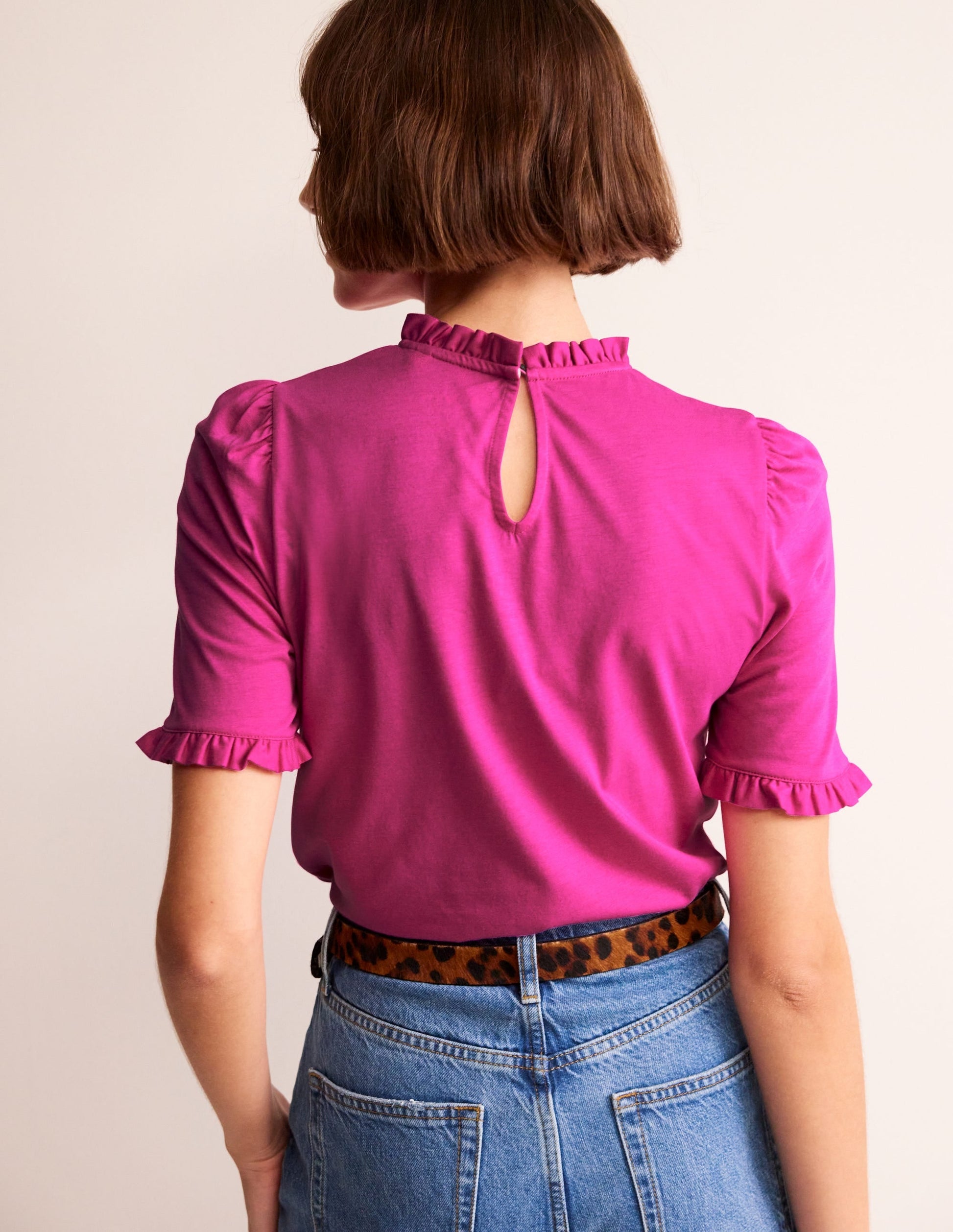 Supersoft Frill Detail T-shirt-Rose Violet-3