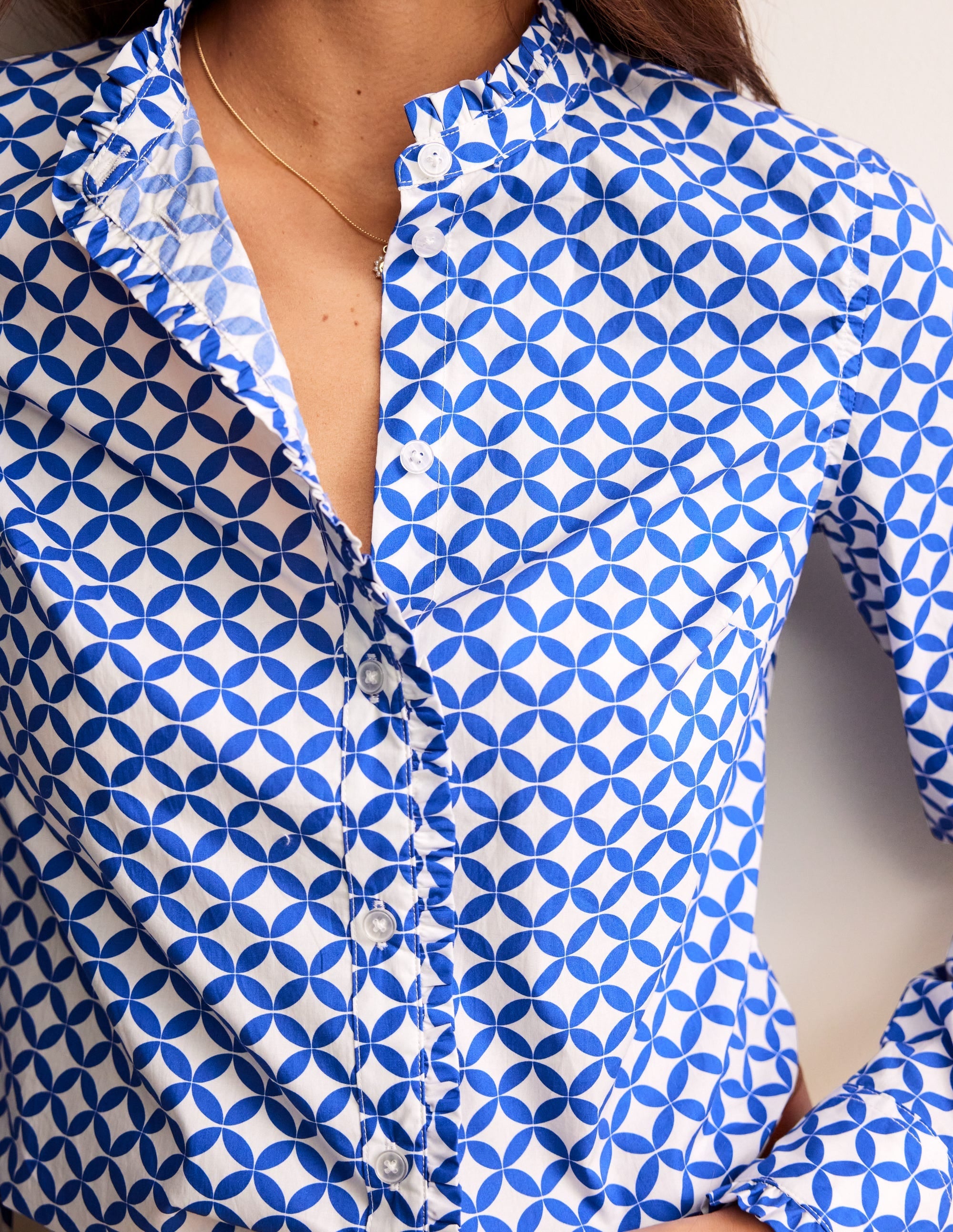 Phoebe Cotton Shirt-Blue, Diamond Terrace - Image 2