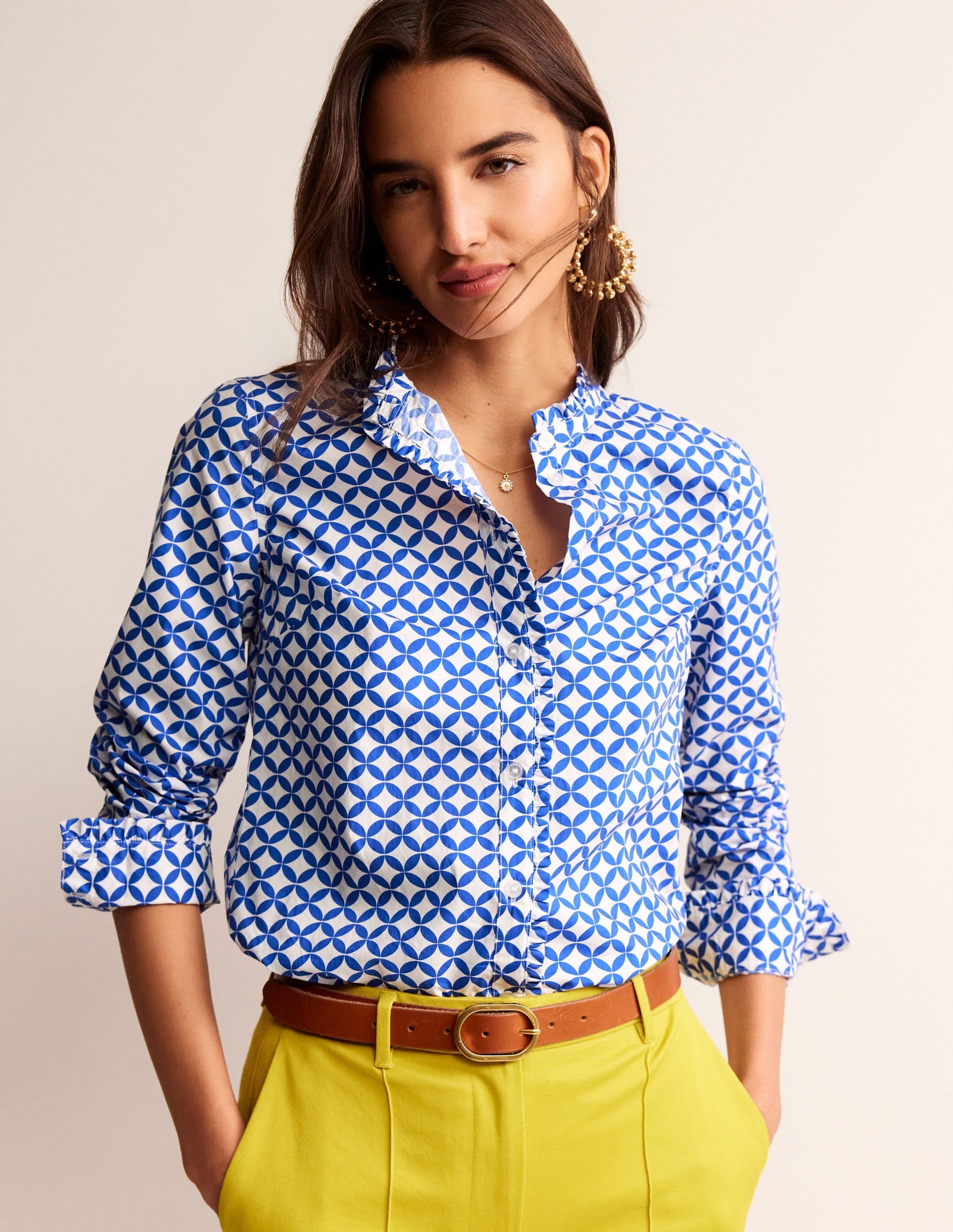 Phoebe Cotton Shirt-Blue, Diamond Terrace-4