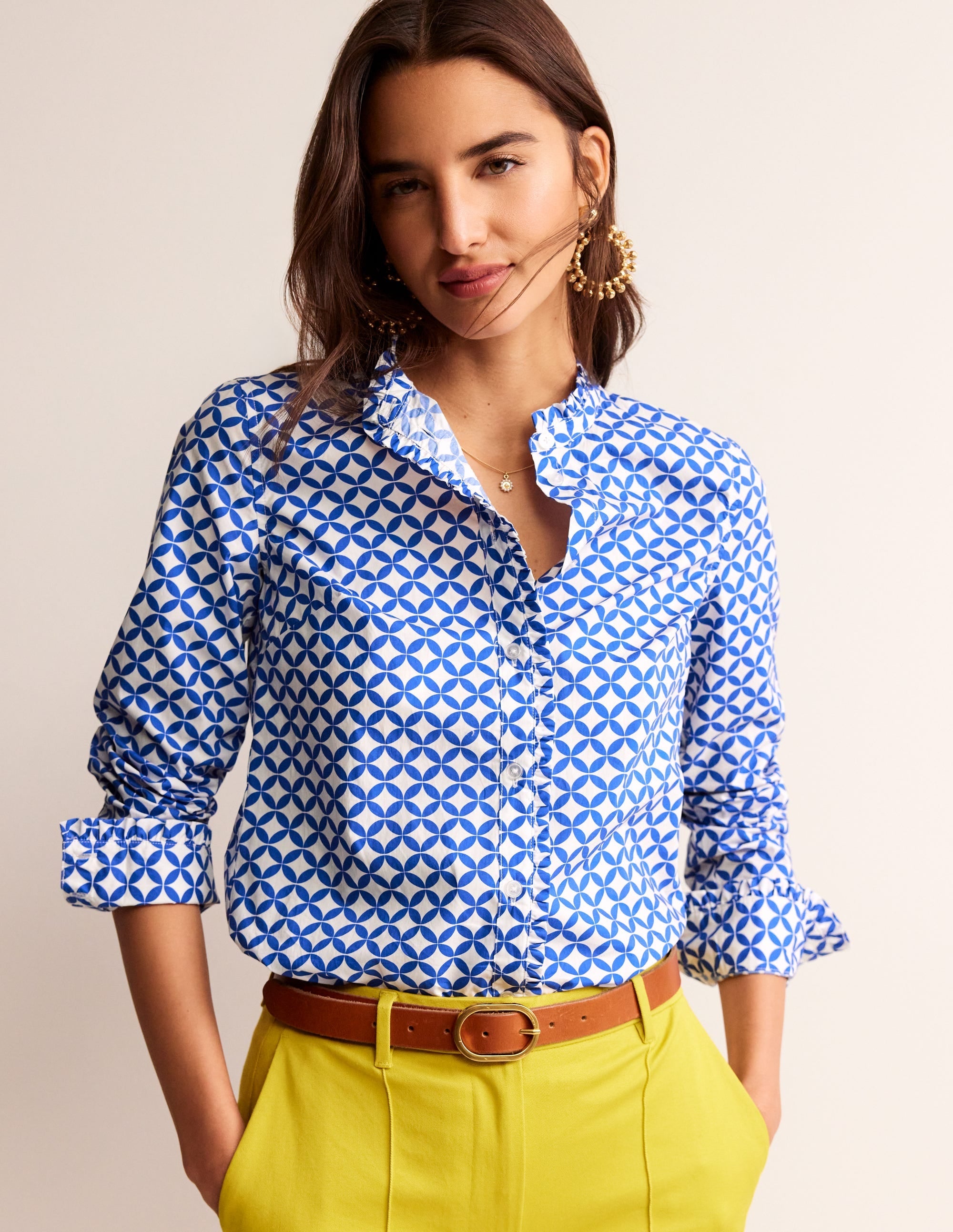 Phoebe Cotton Shirt-Blue, Diamond Terrace - Image 4