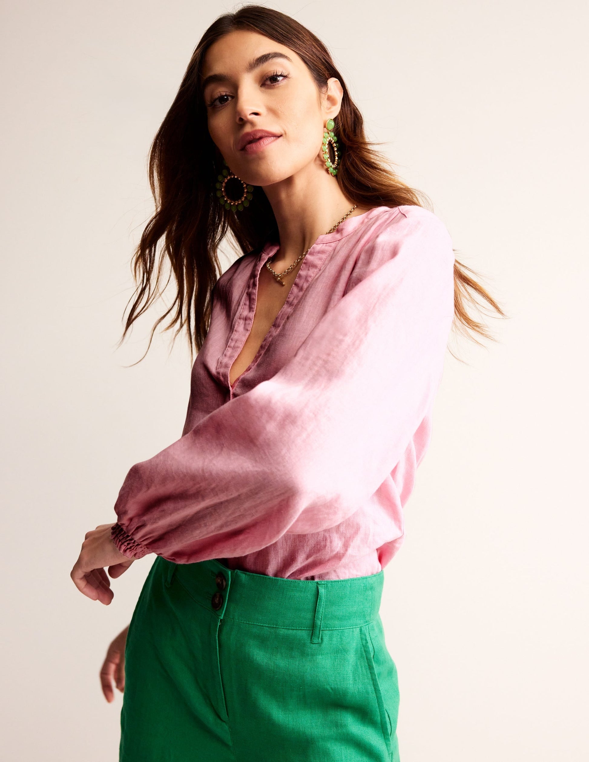 Alice Linen Top-Orchid Pink-1