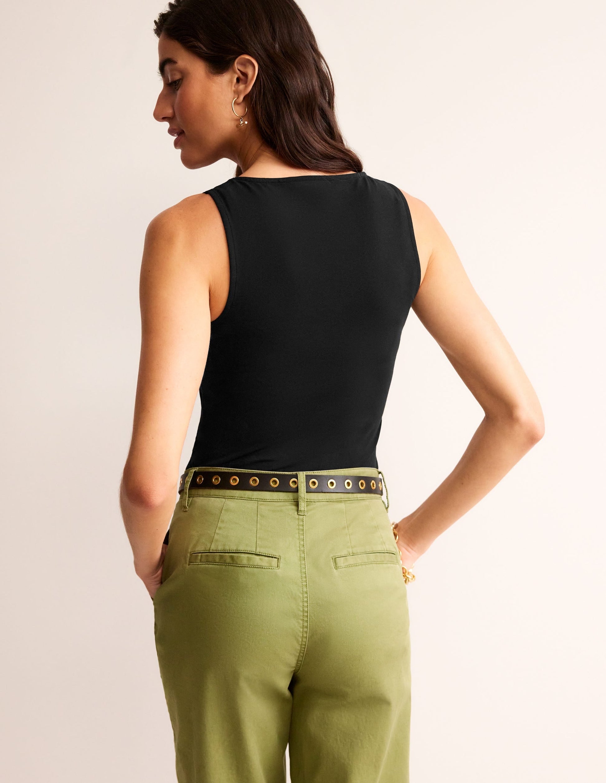Double Layer Scoop Neck Vest-Black-3