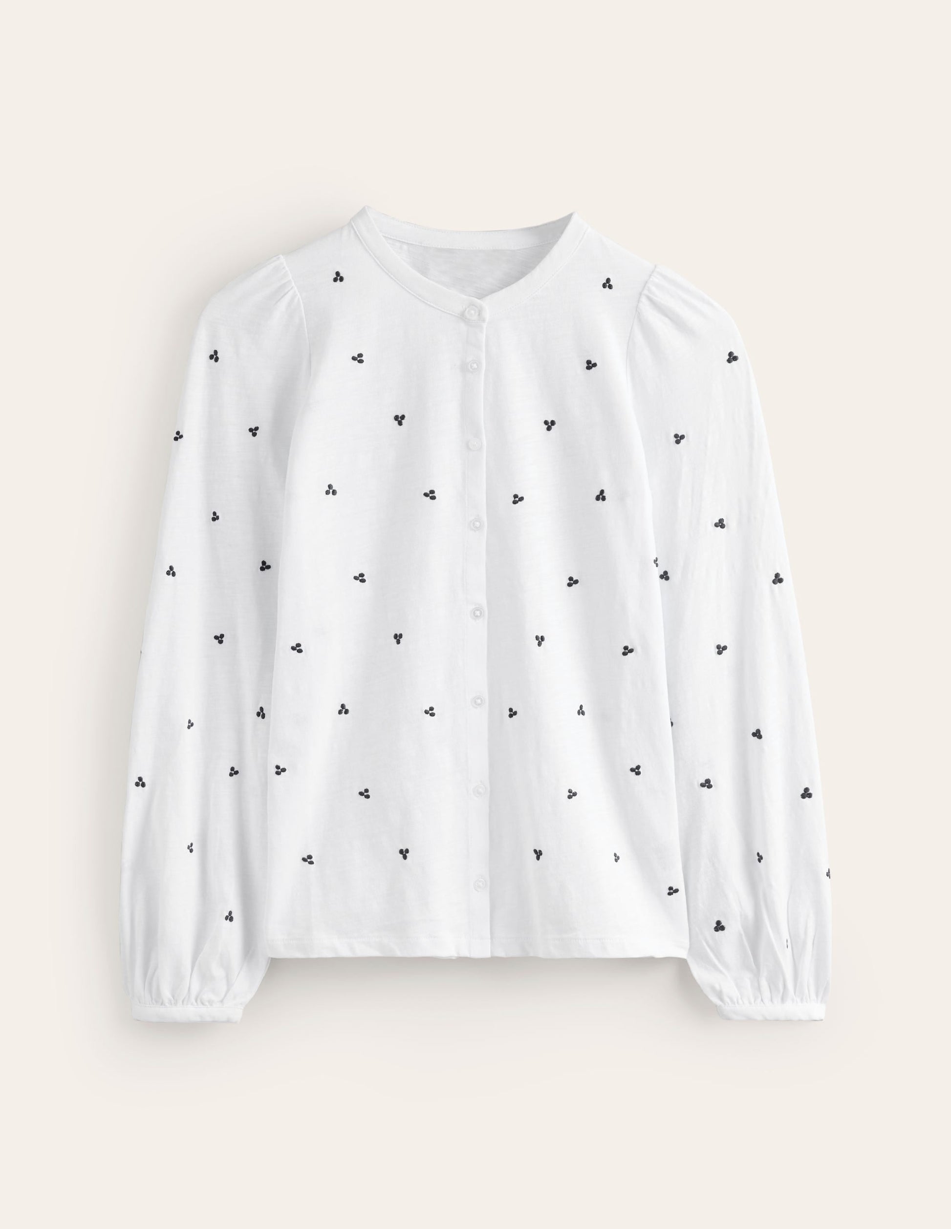 Marina Embroidered Shirt-White, Navy Spot-5