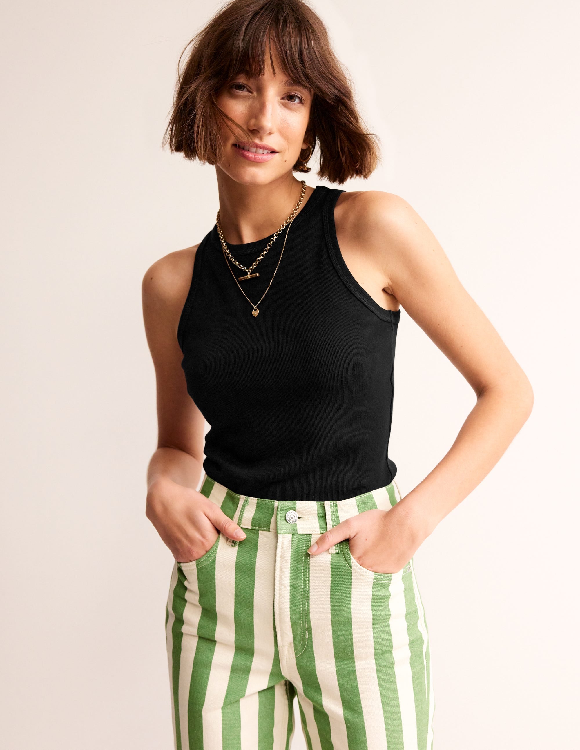 Ribbed Racer Vest-Black - Image 1