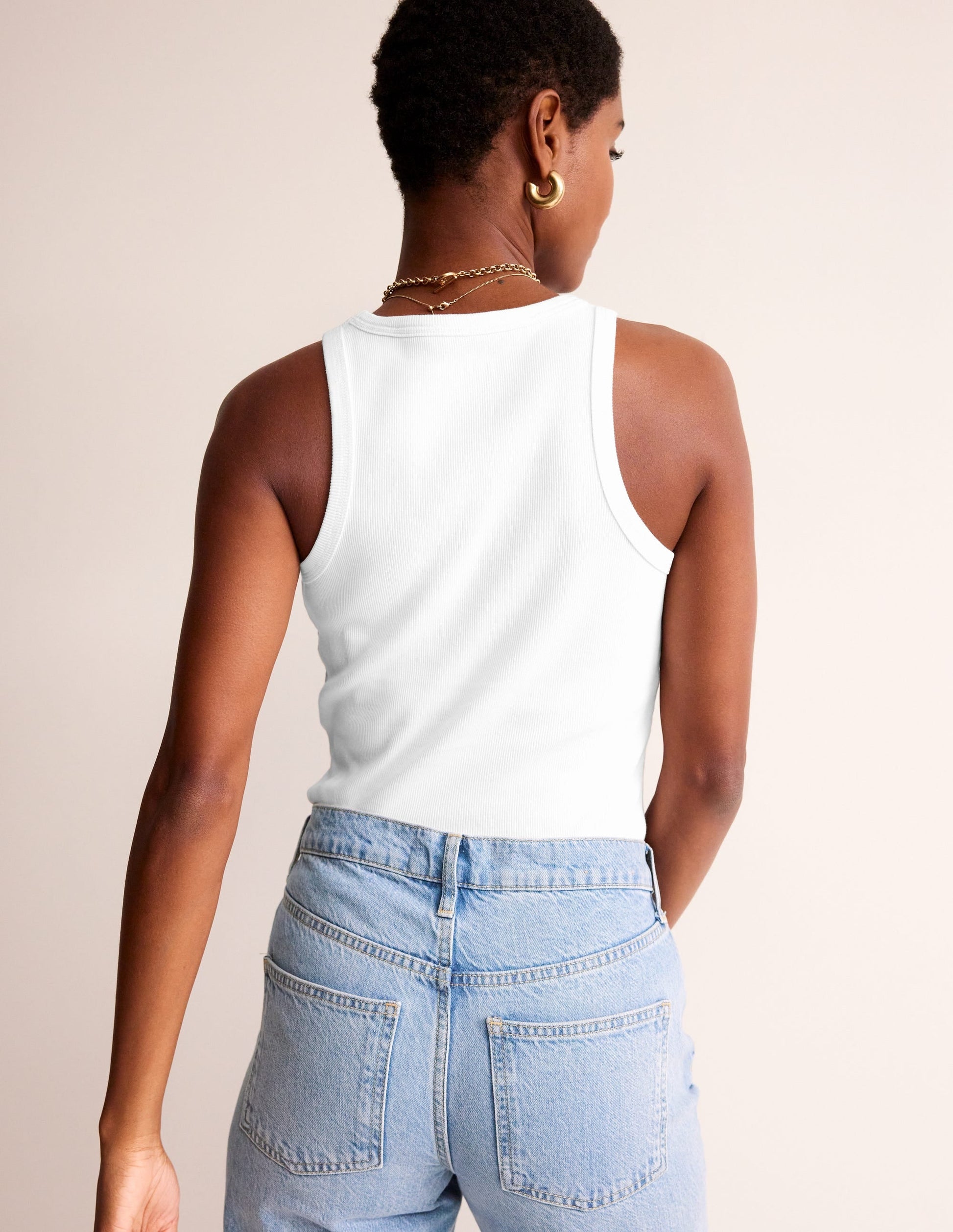 Ribbed Racer Vest-White-3