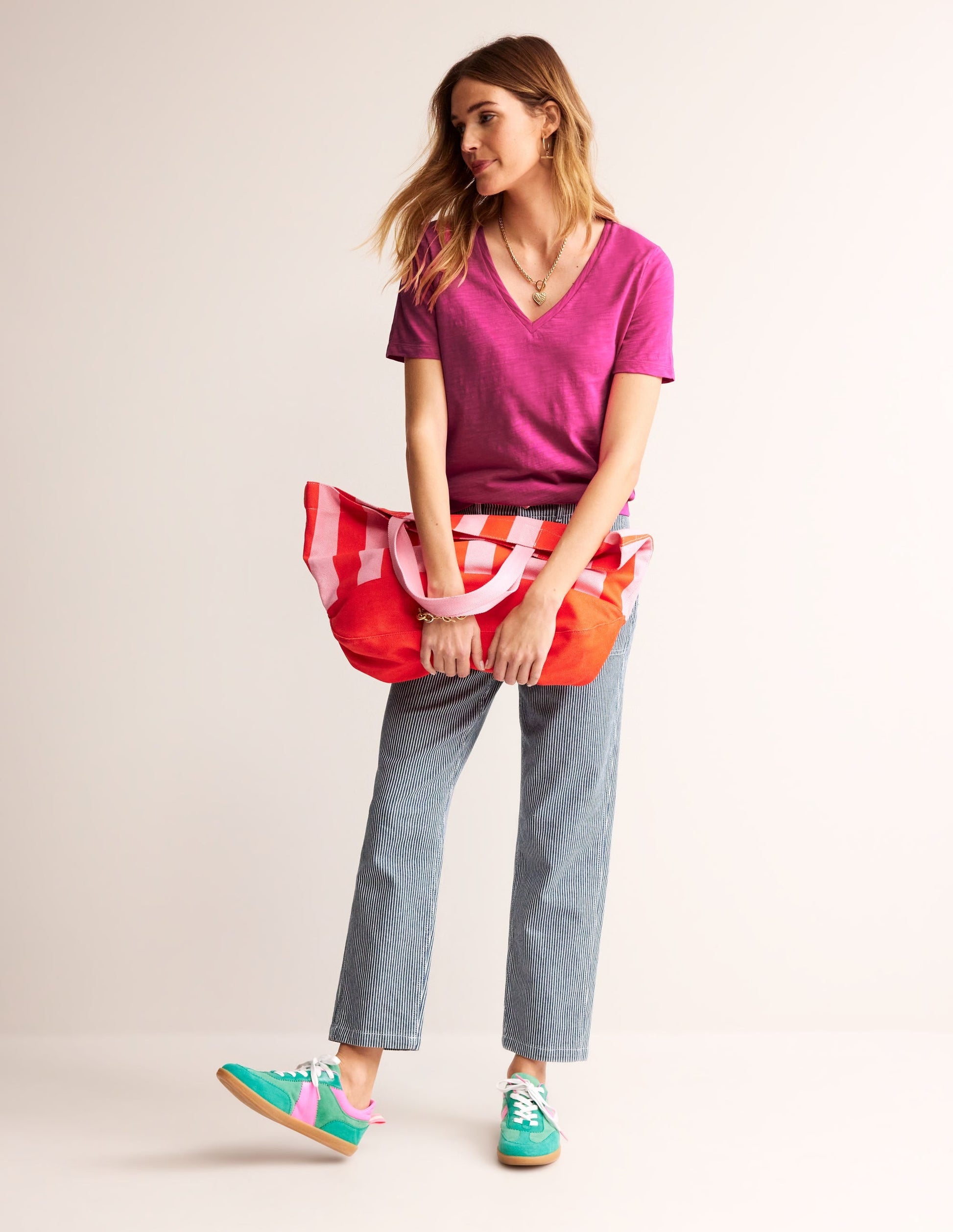 Regular V-Neck Slub T-shirt-Sangria Sunset-4