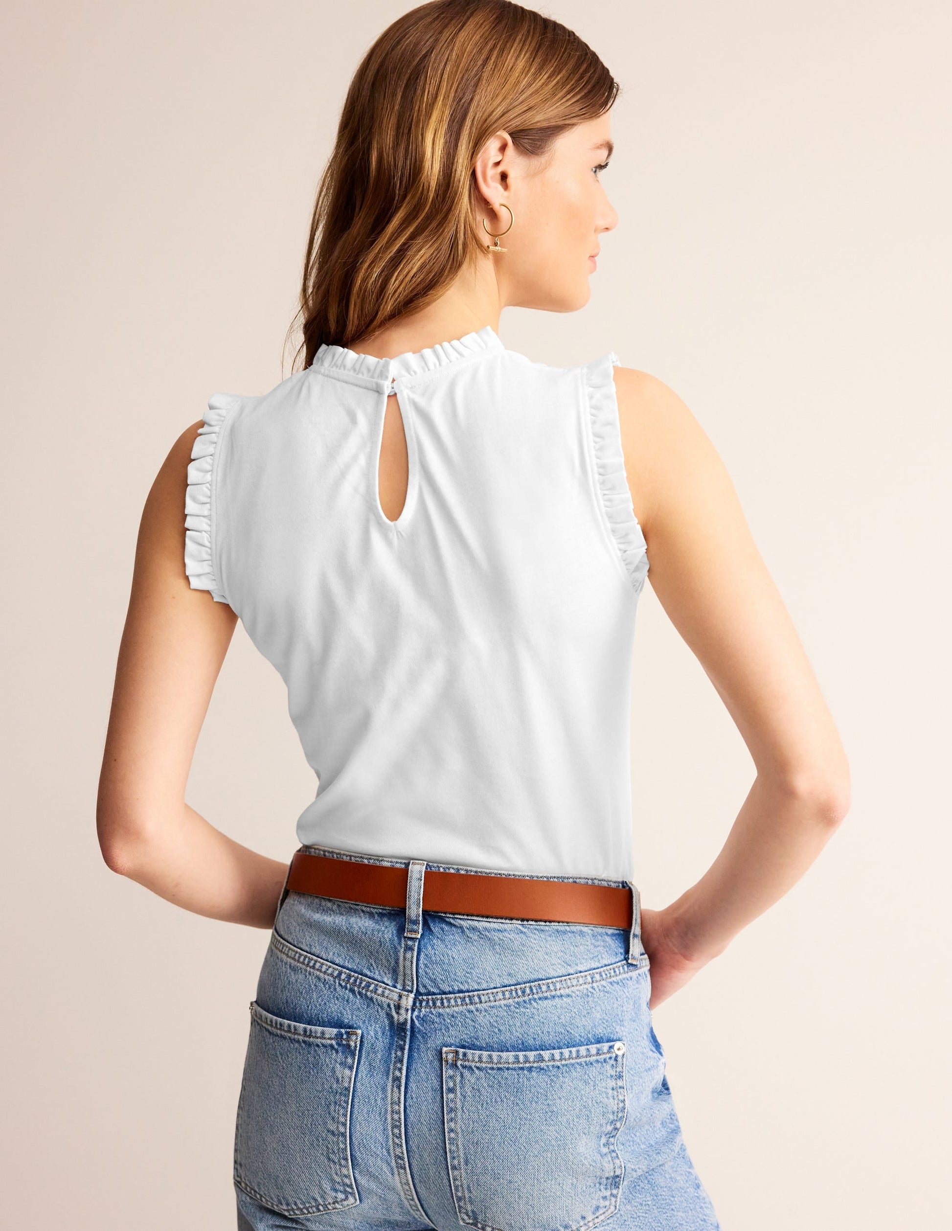 Supersoft Frill Detail Vest-White-4