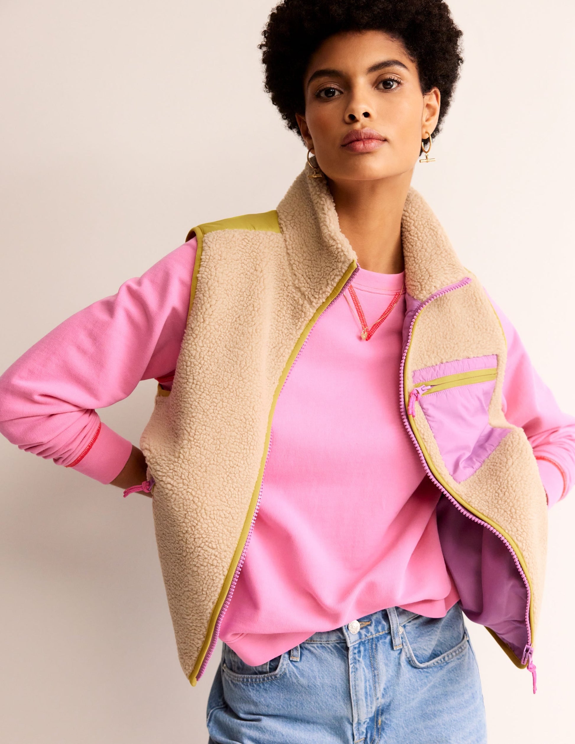 Borg Gilet-Mulberry, Antique Moss-2